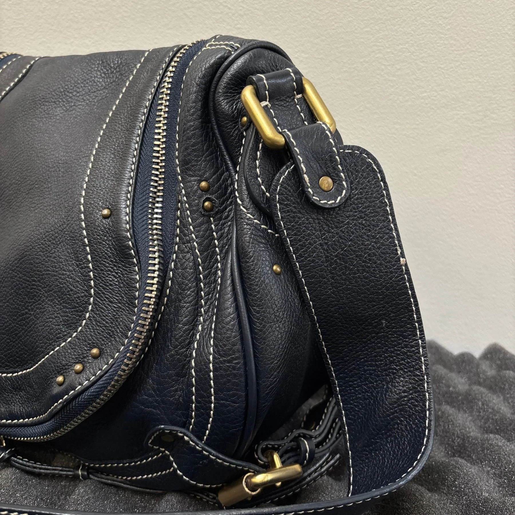 2010s Chloé Studded Leather Paraty Satchel Bag - Image 9