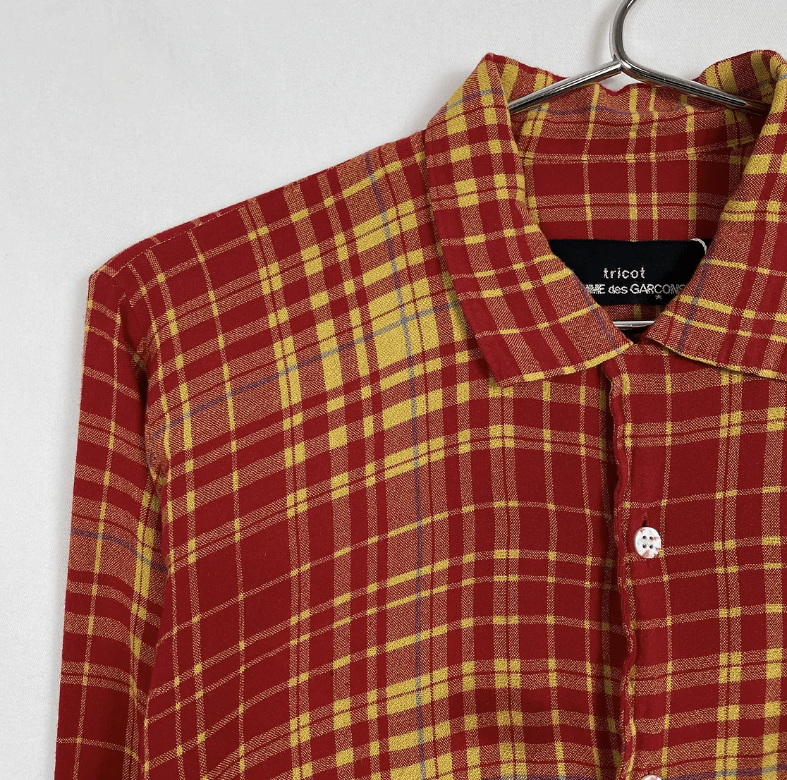 90s Comme des Garçons Tricot Plaid Button Up Shirt - Image 3