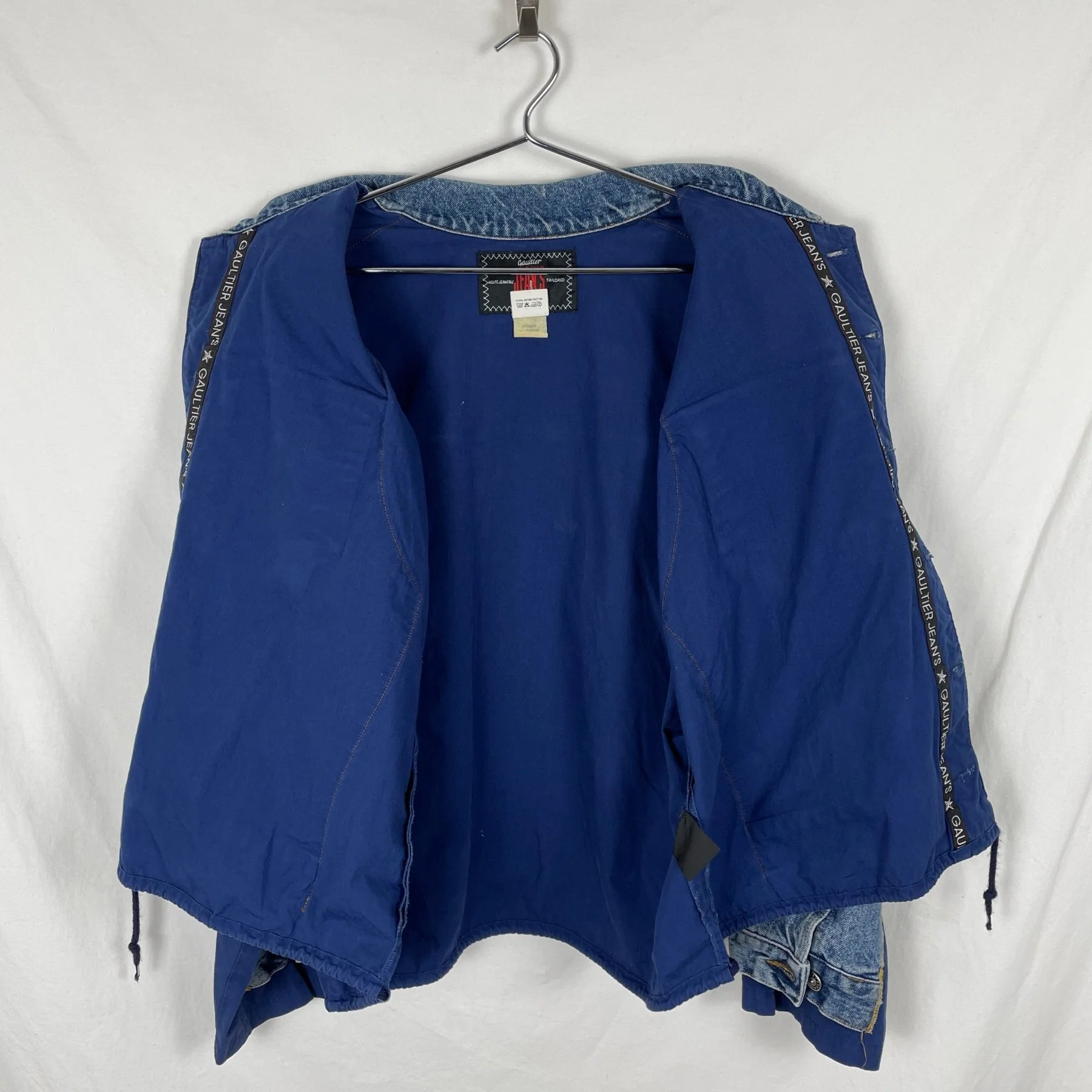 90s Jean Paul Gaultier Fabric Switching Denim Jacket - Image 10