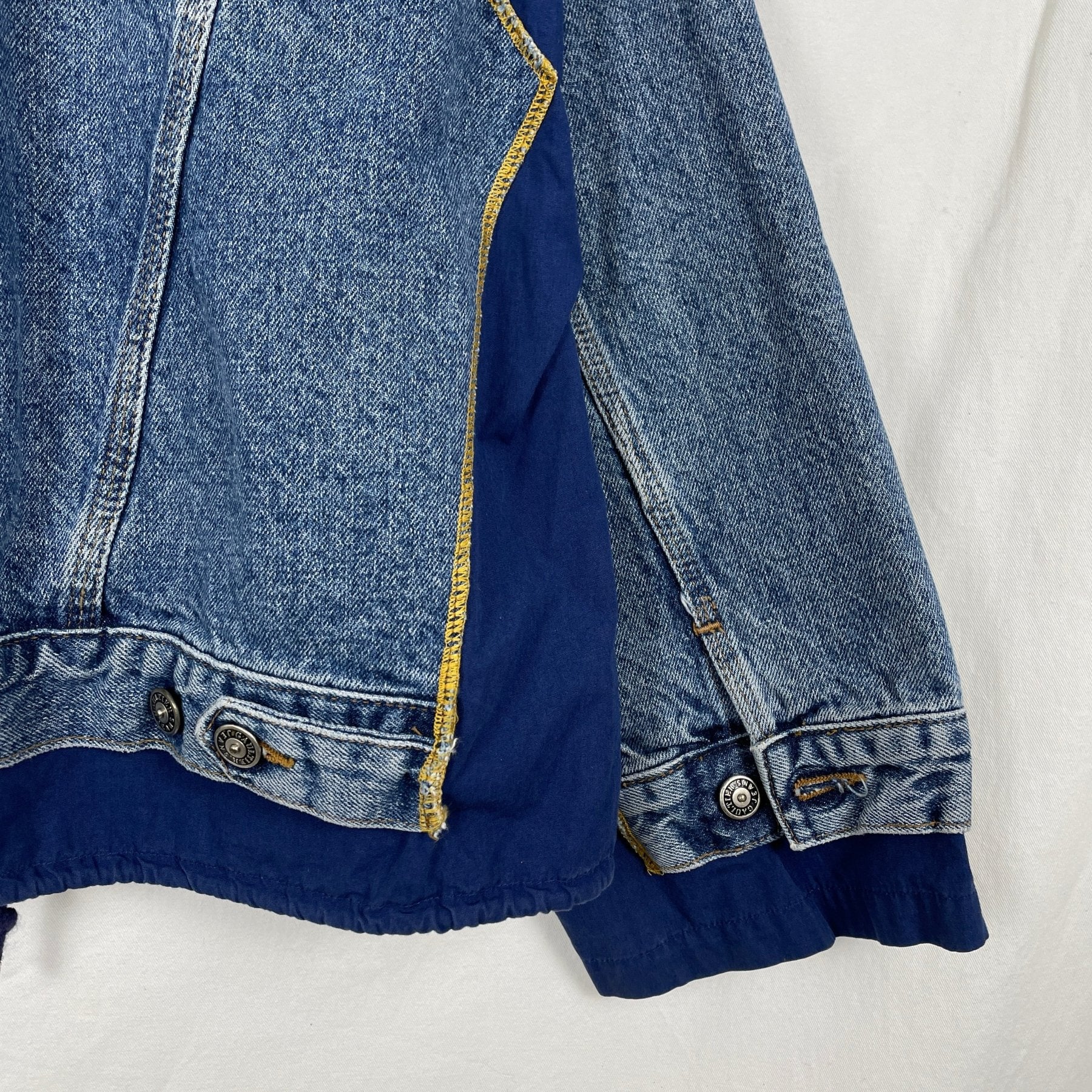 90s Jean Paul Gaultier Fabric Switching Denim Jacket - Image 8