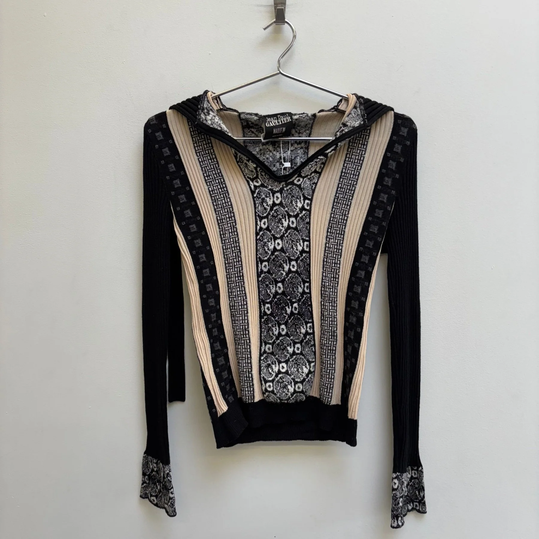 90s Jean Paul Gaultier Maillé Femme Patterned Knit Top - Image 3