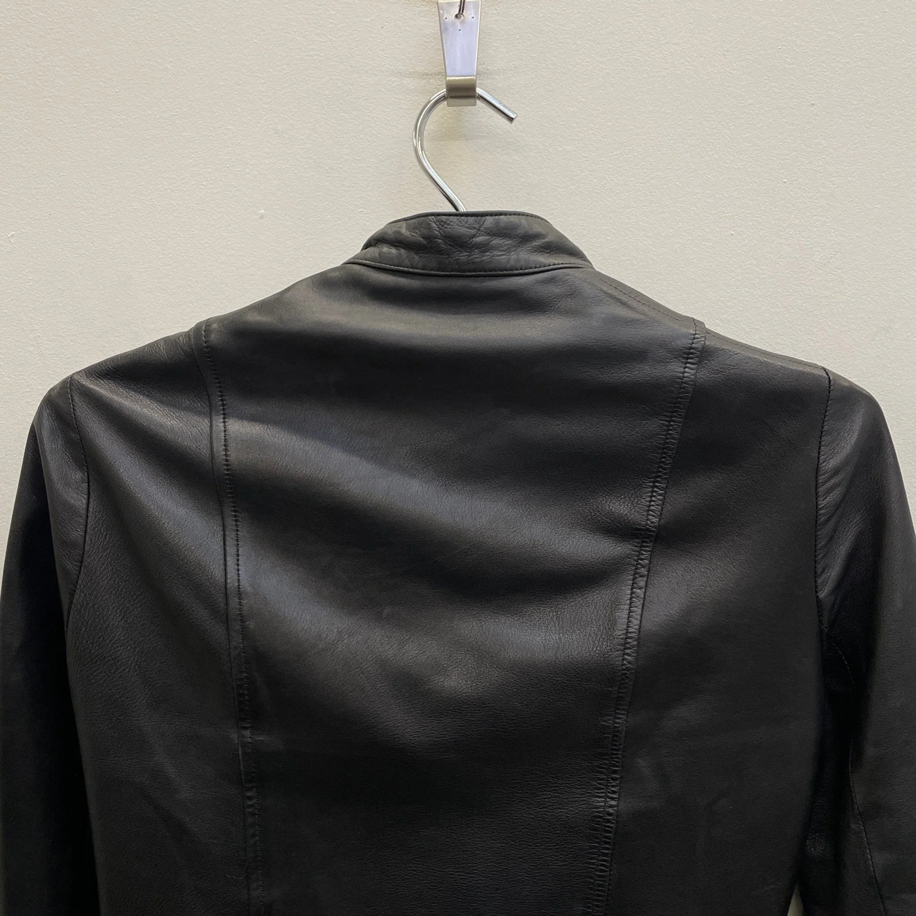 90s Katherine Hammett Leather Cafe Racer Jacket - Image 6