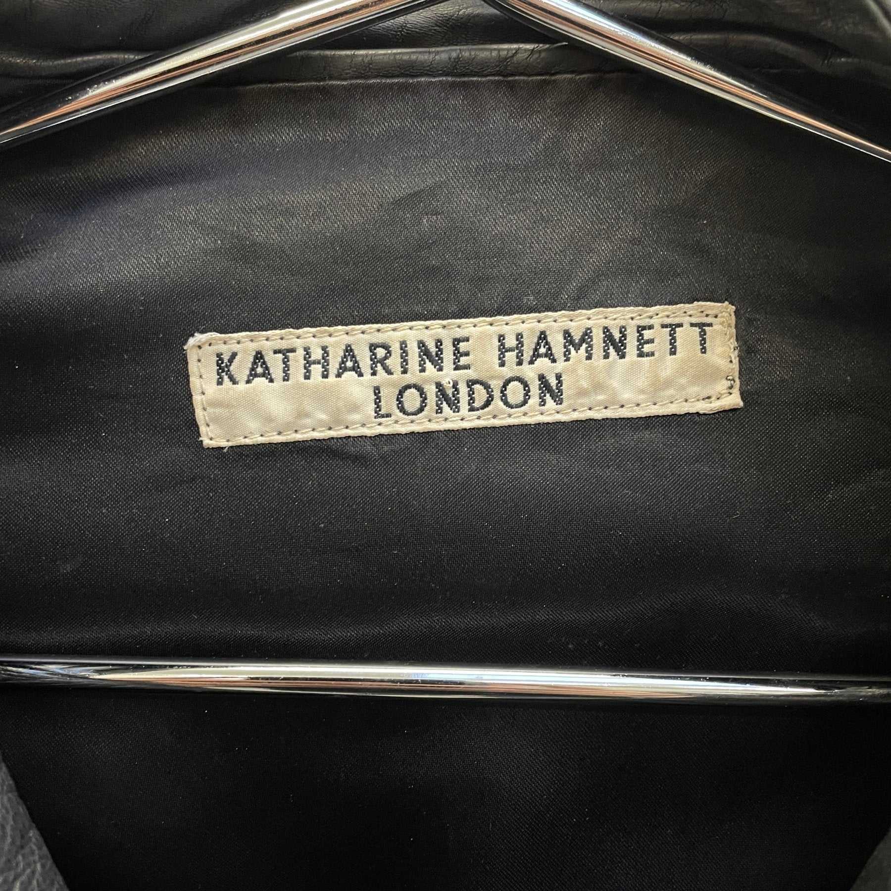 90s Katherine Hammett Leather Cafe Racer Jacket - Image 8