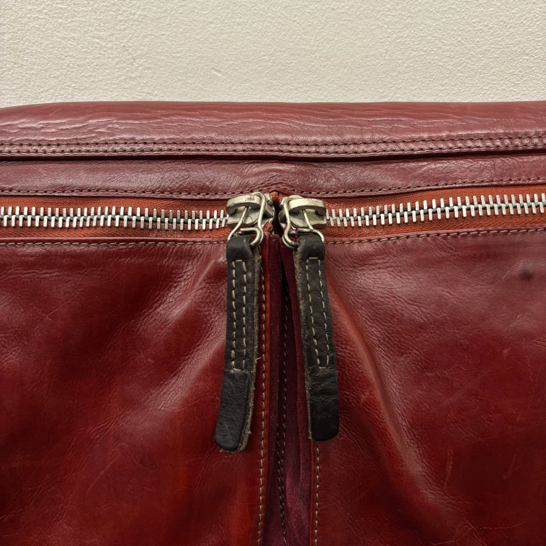 A.S.98 Red Leather Satchel Bag - Image 11