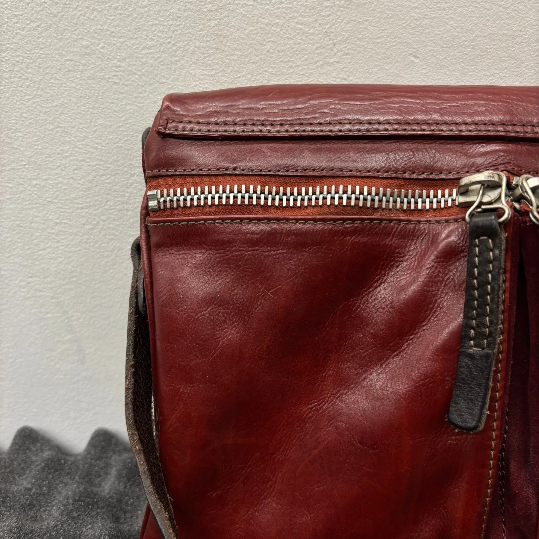 A.S.98 Red Leather Satchel Bag - Image 12