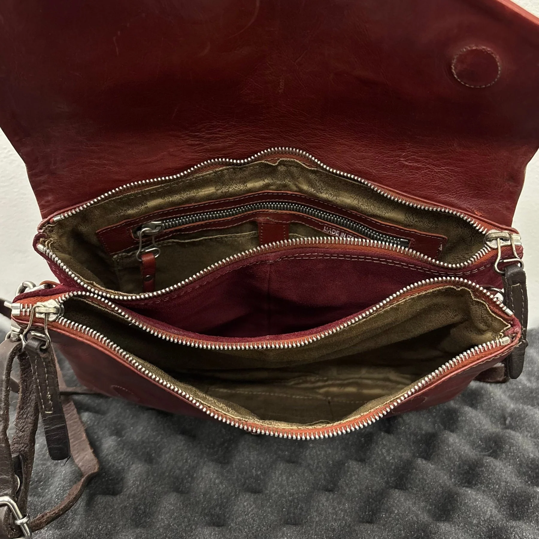 A.S.98 Red Leather Satchel Bag - Image 14