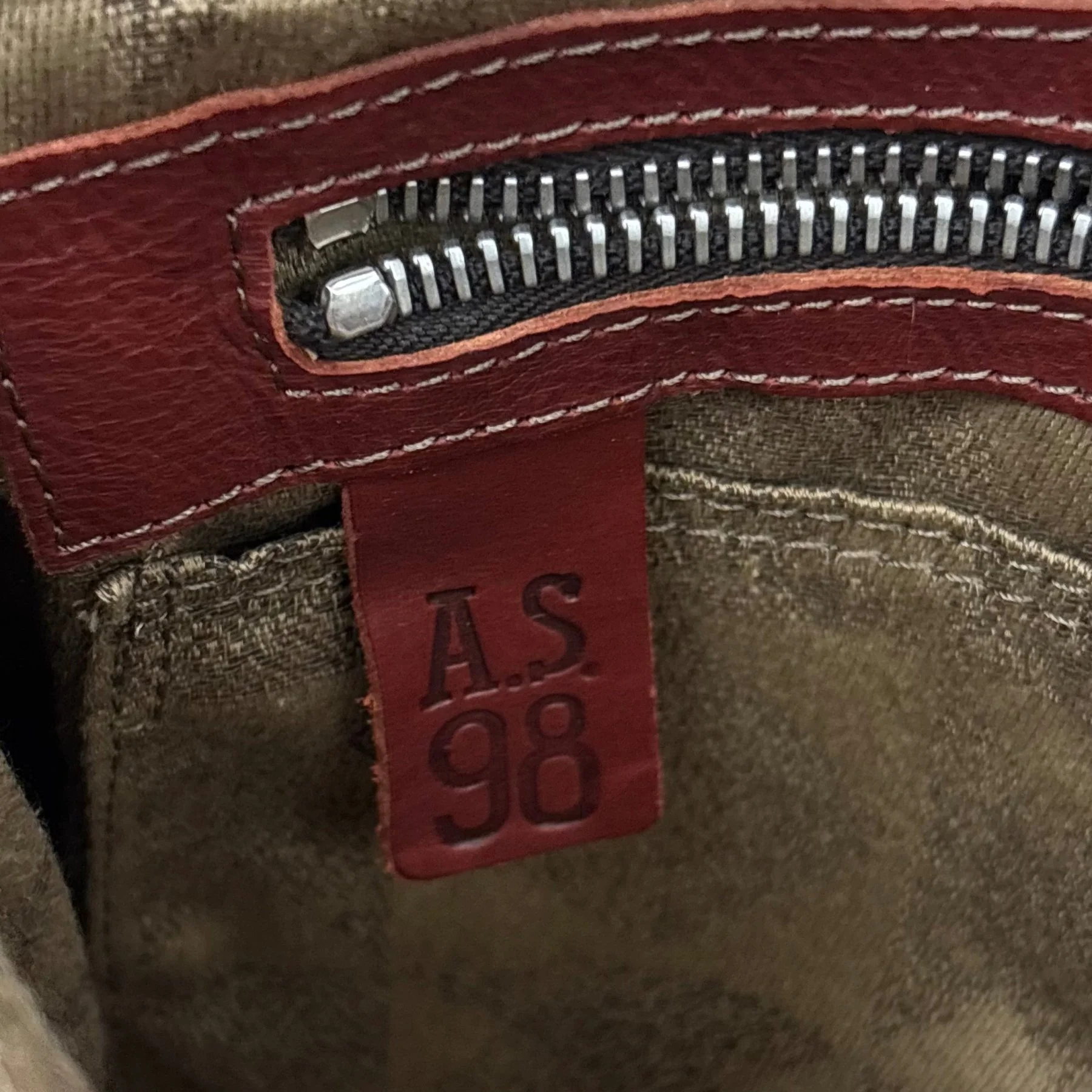 A.S.98 Red Leather Satchel Bag - Image 16