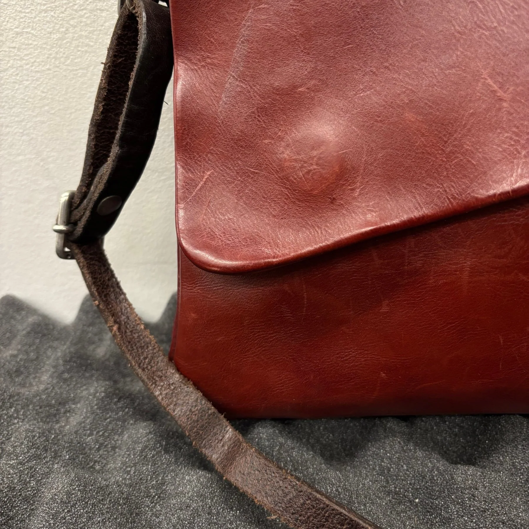 A.S.98 Red Leather Satchel Bag - Image 7