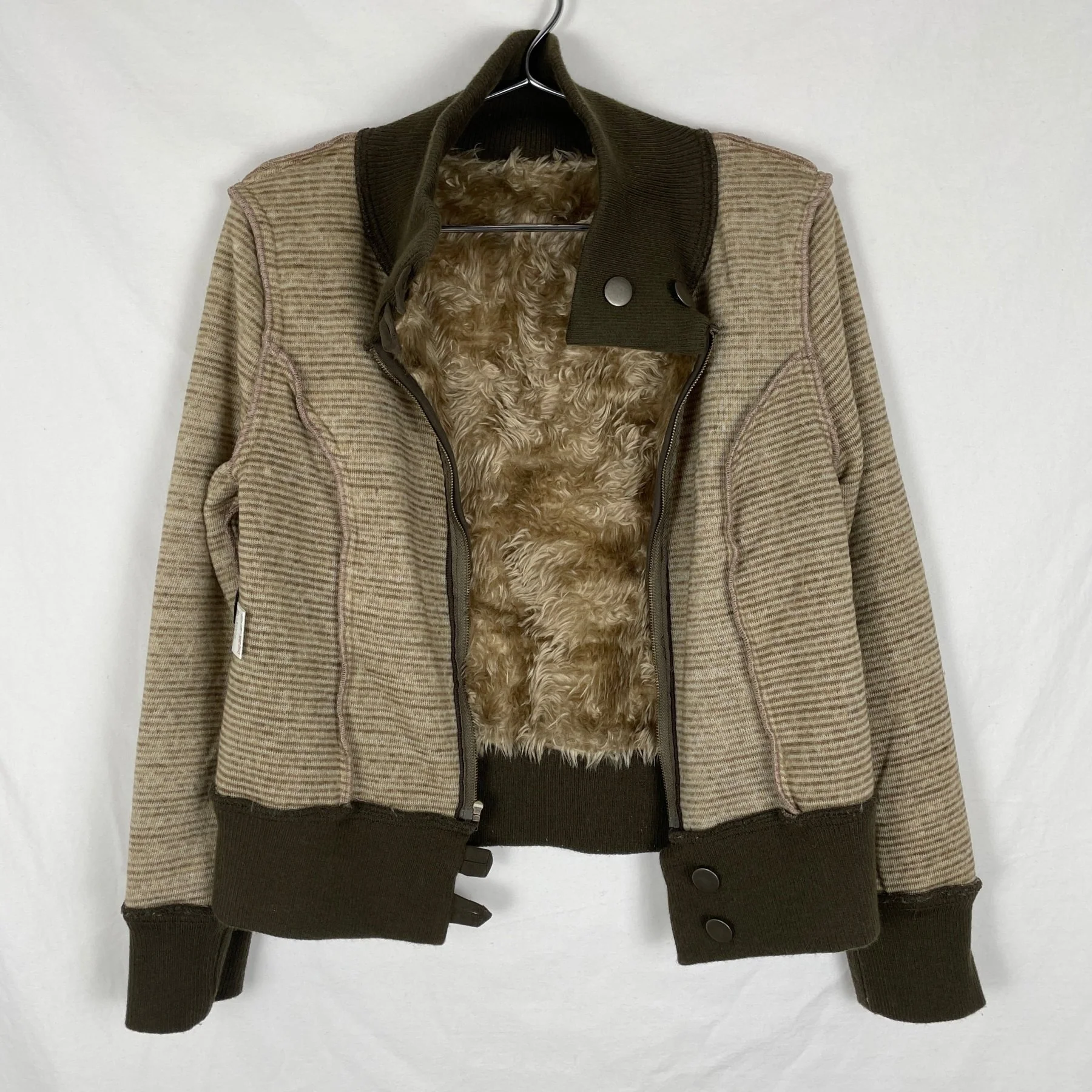 90s Abahouse Devinette 2in1 Fur Lined Military Jacket - Image 10