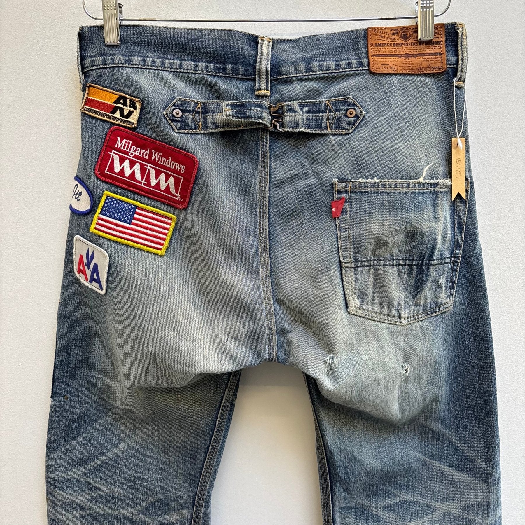 Anachronorm Distressed Patchwork Jeans - Image 11