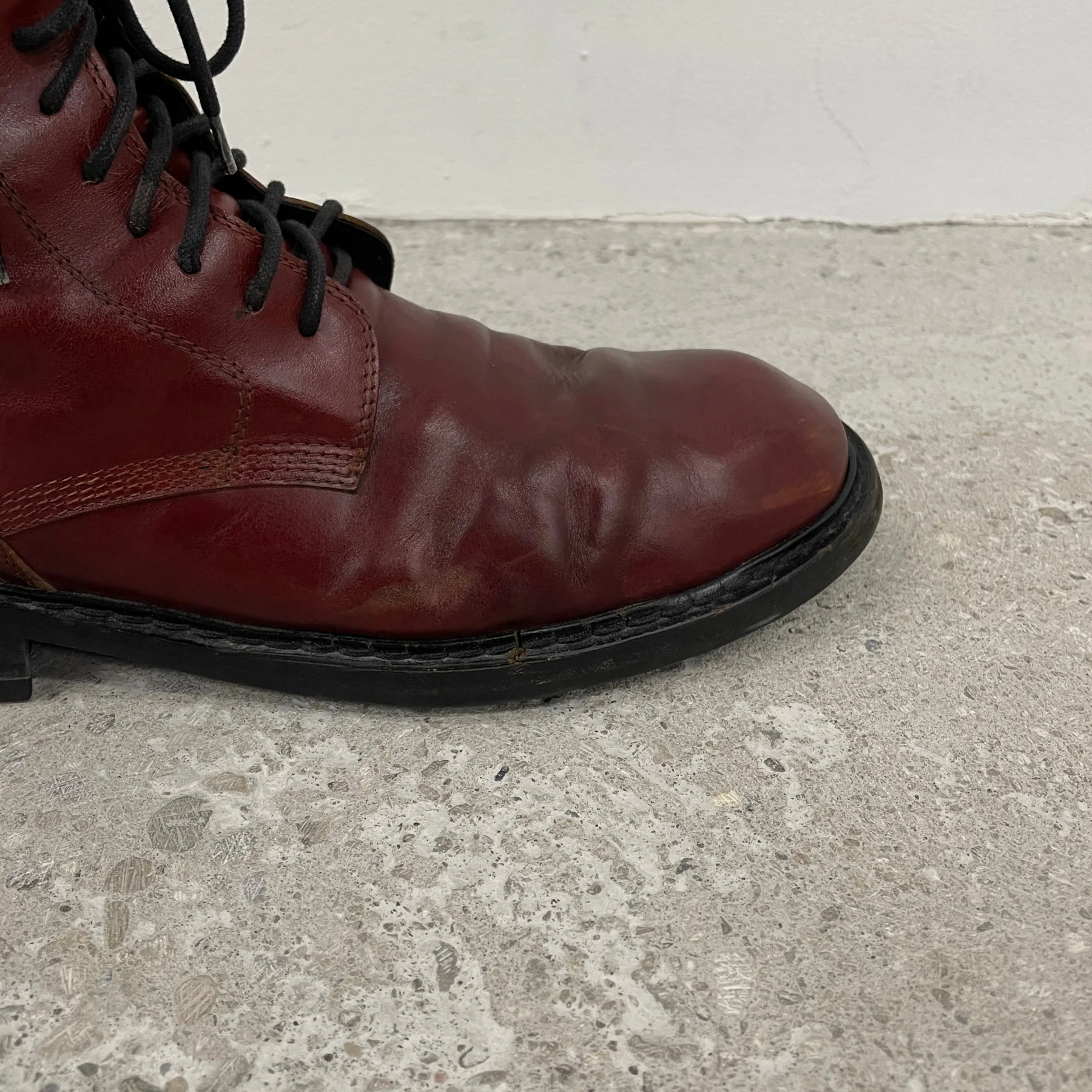 Ann Demeulemeester Blood Red Leather Combat Boots - Image 5