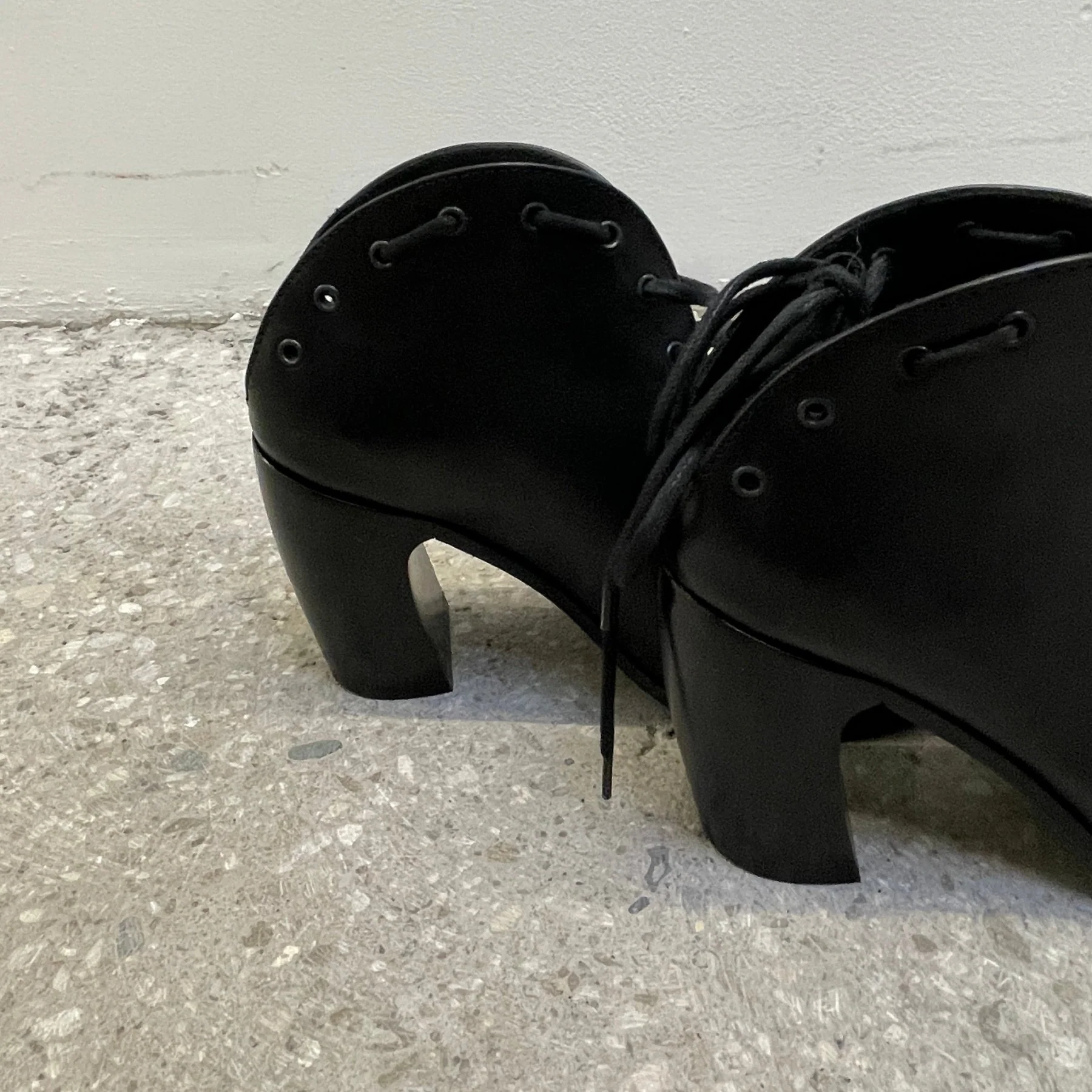 Ann Demeulemeester Vitello Lux Nero Lace Up Block Heels - Image 6