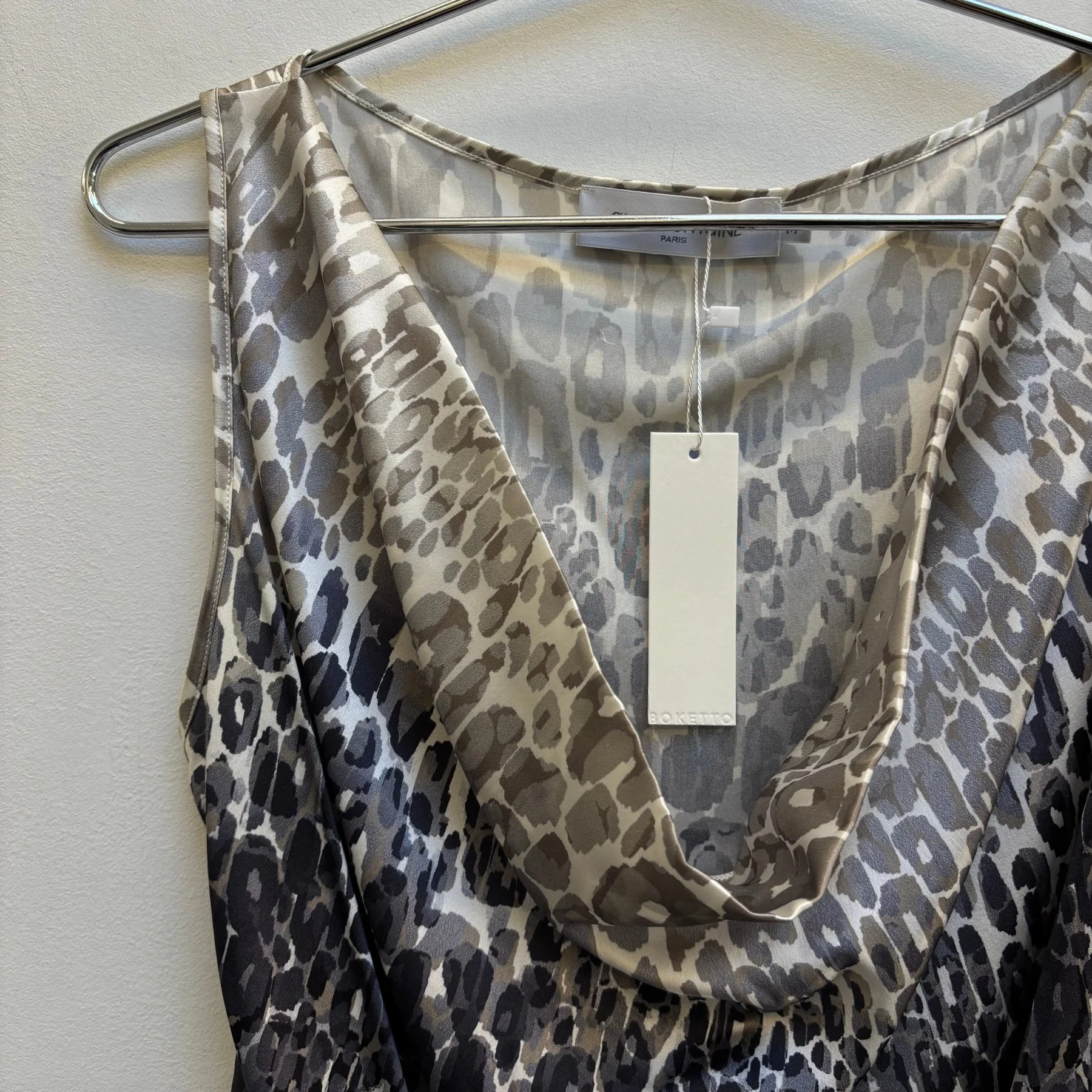 Anne Fontaine Patterned Silk Drape Neck Top - Image 3