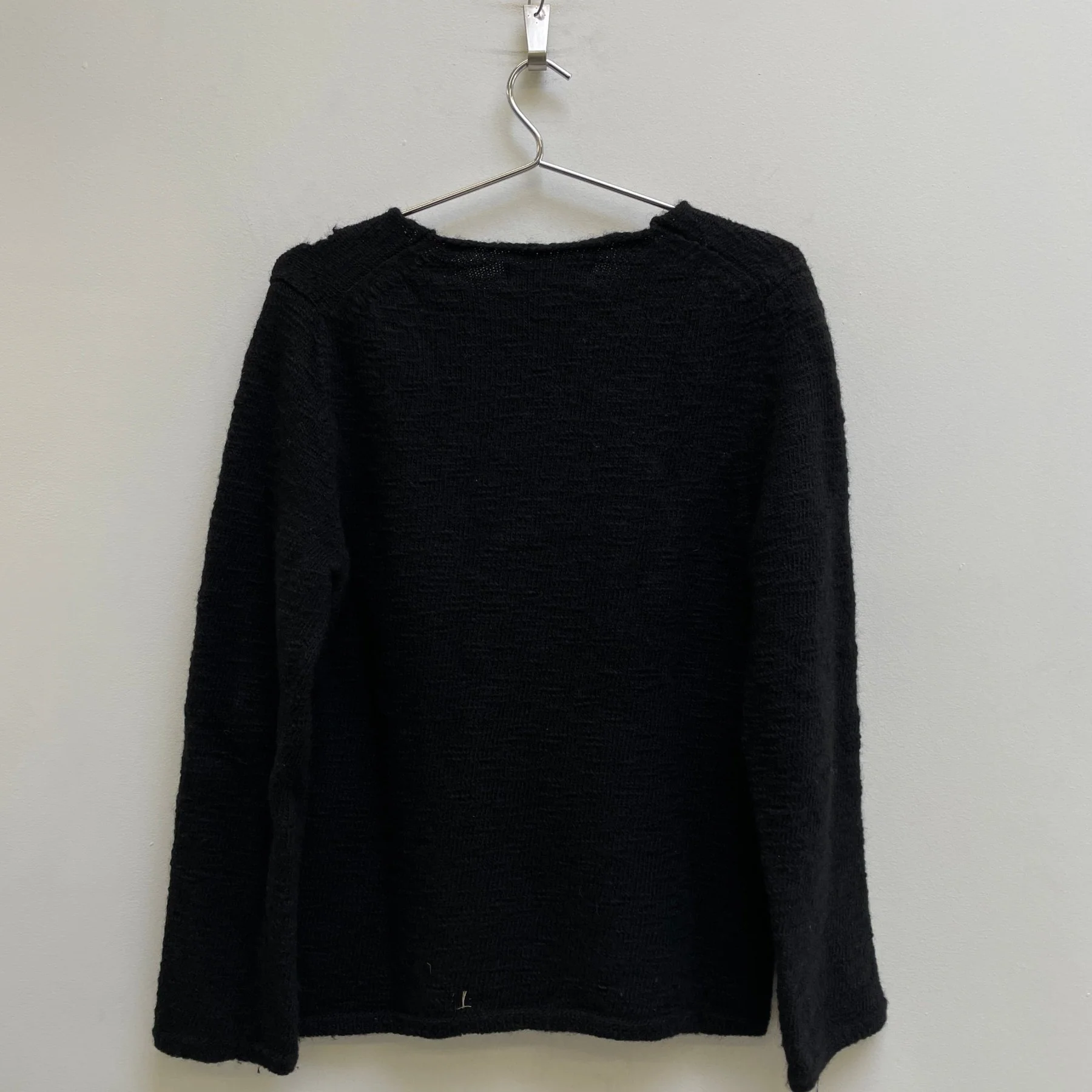 AW23 Comme Des Garçons BLACK Distressed Wool Sweater - Image 2