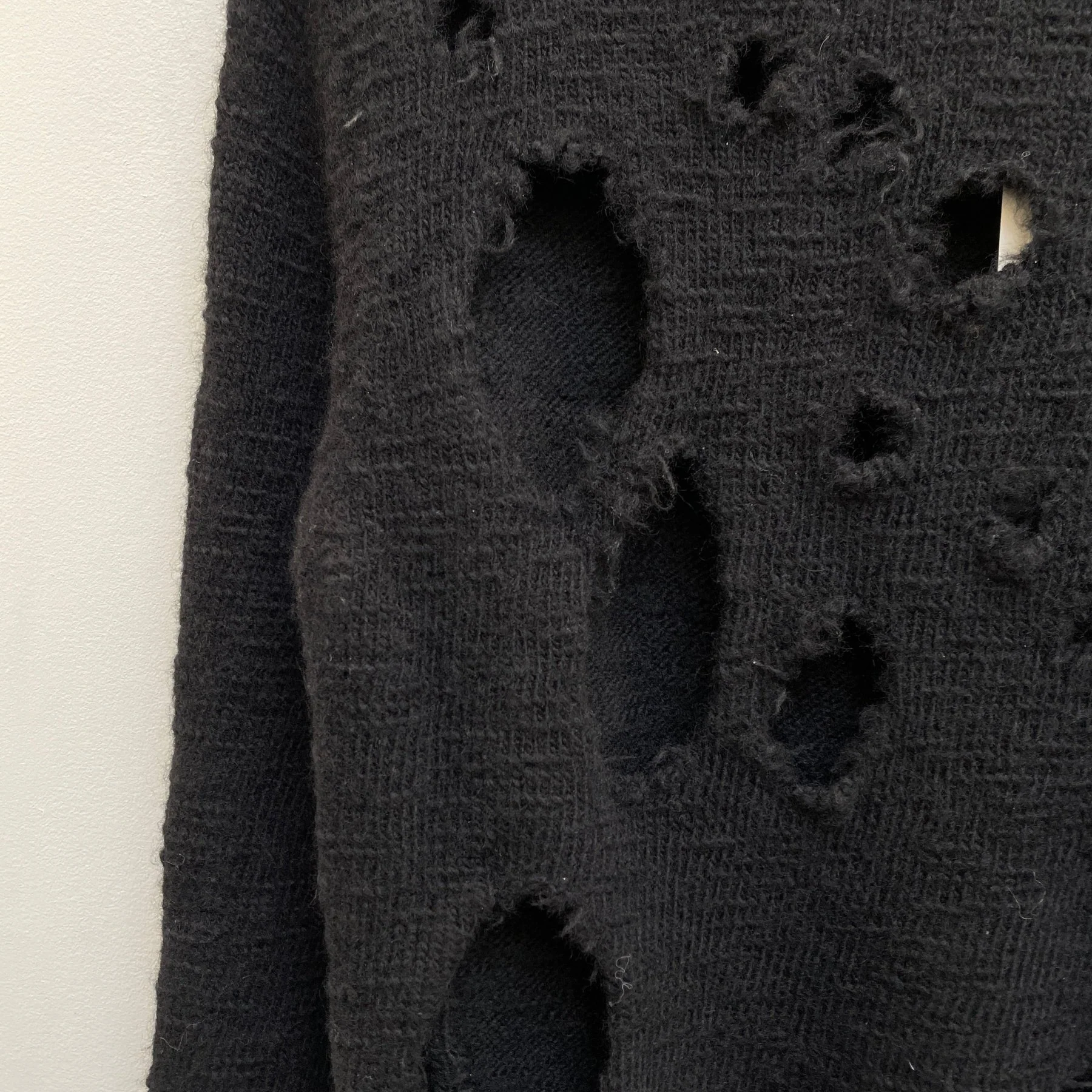 AW23 Comme Des Garçons BLACK Distressed Wool Sweater - Image 5