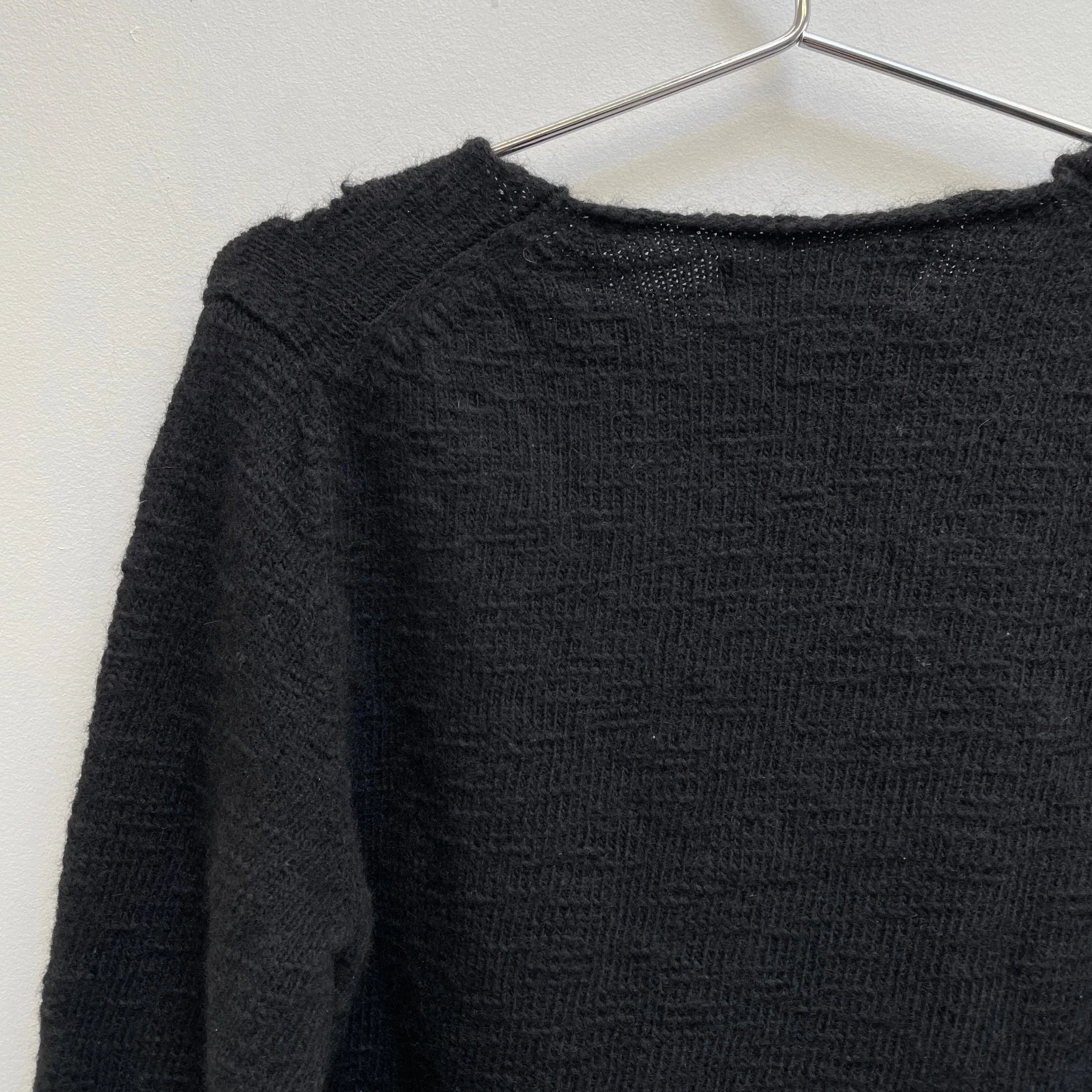 AW23 Comme Des Garçons BLACK Distressed Wool Sweater - Image 9