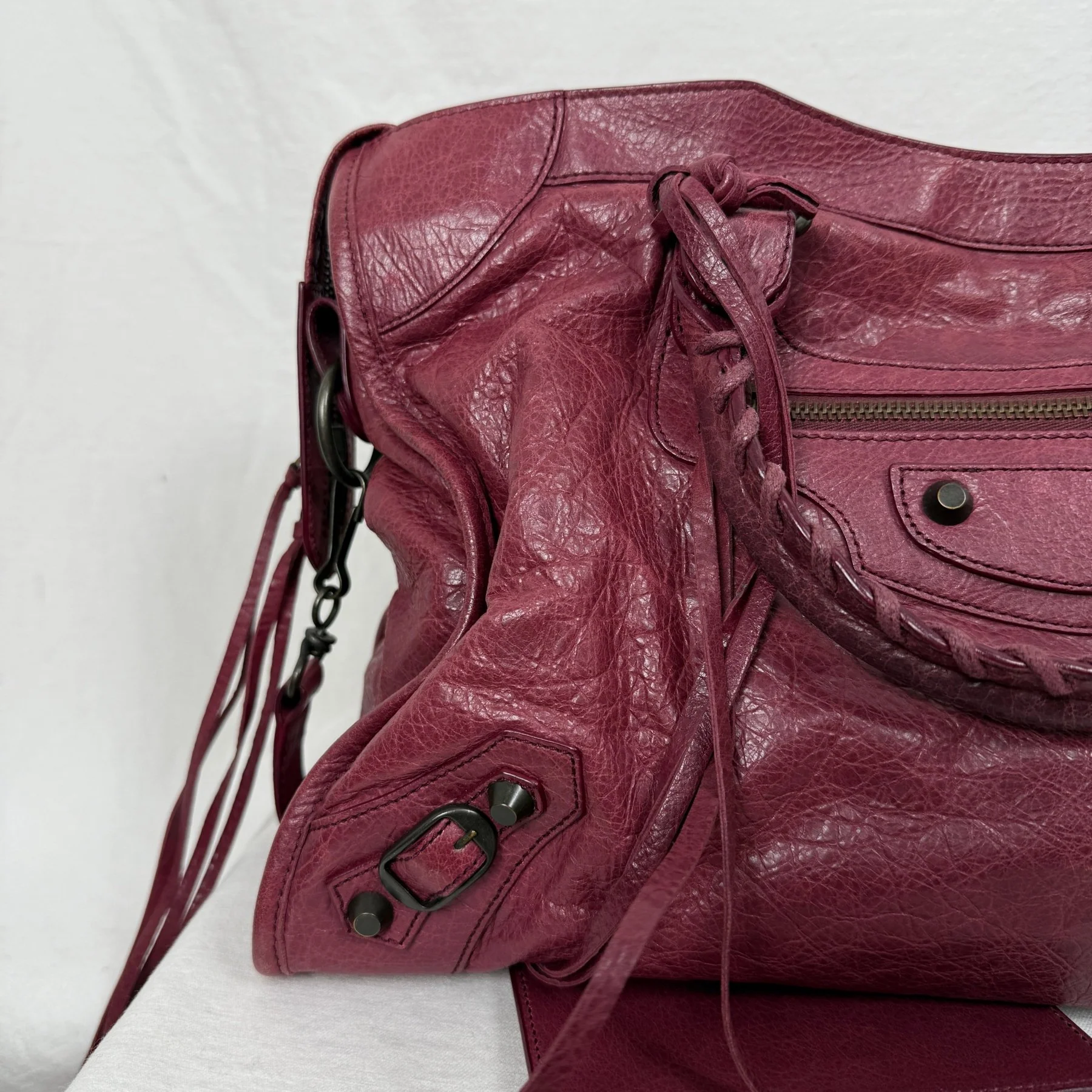 FW12 Balenciaga City Bag Wine Red - Image 4