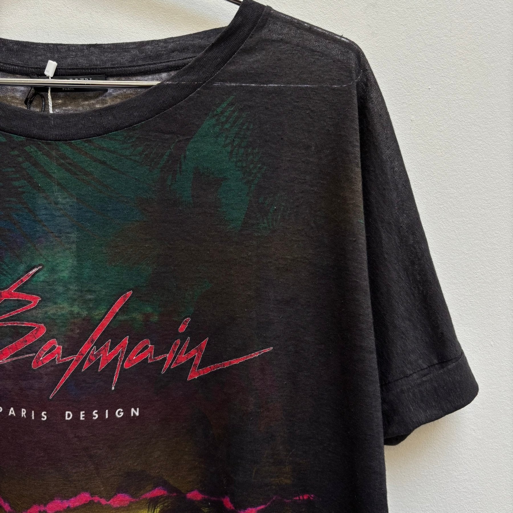Balmain Paris Linen Graphic T-Shirt - Image 4