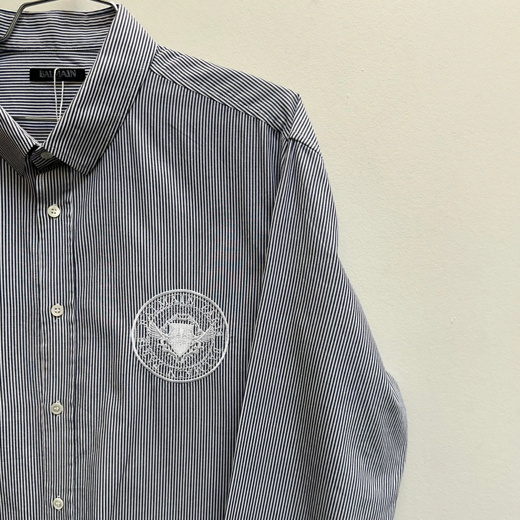 Balmain Pin Strip Embroidered Button Up Shirt - Image 6