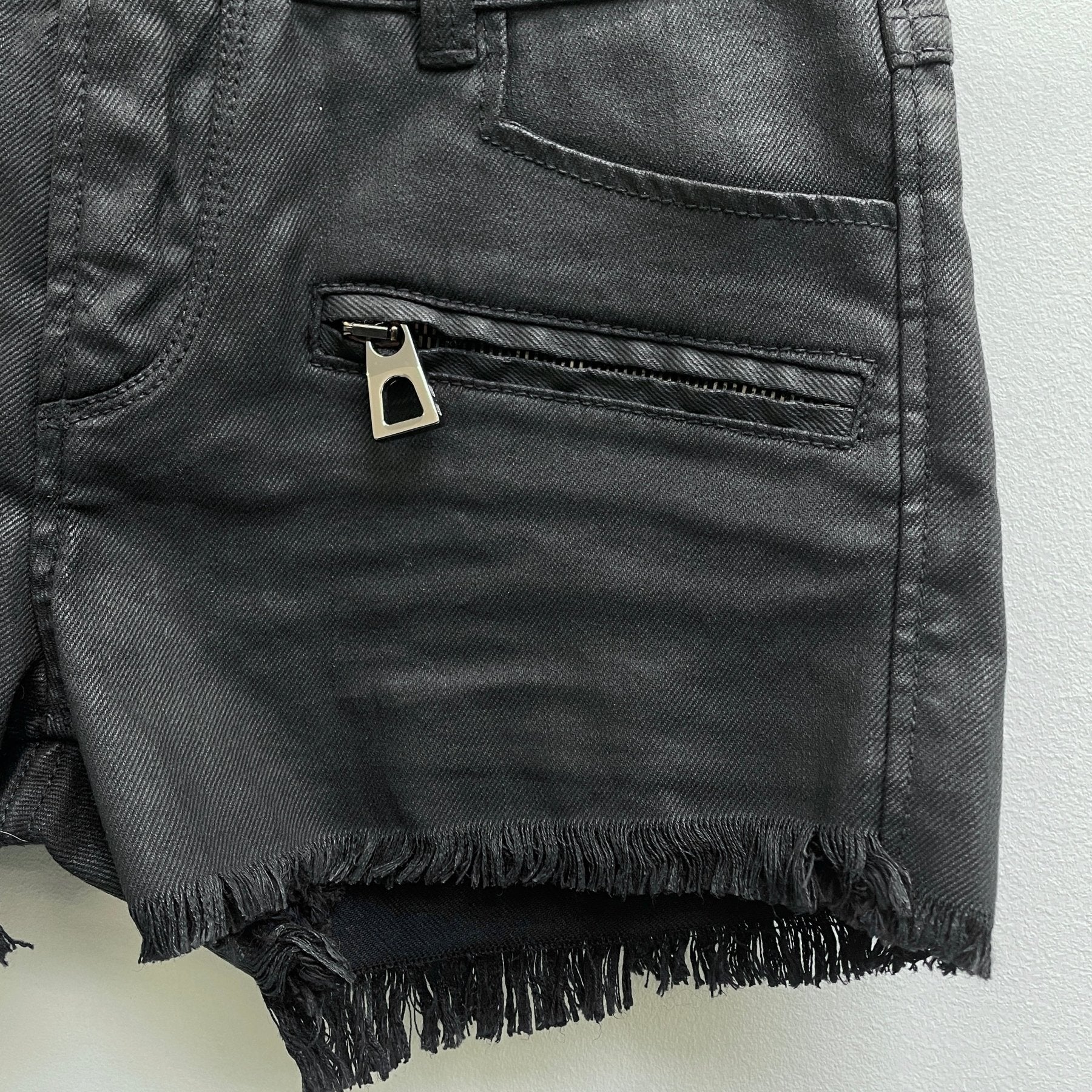 Barbara Bui Waxed Denim Mini Shorts - Image 5