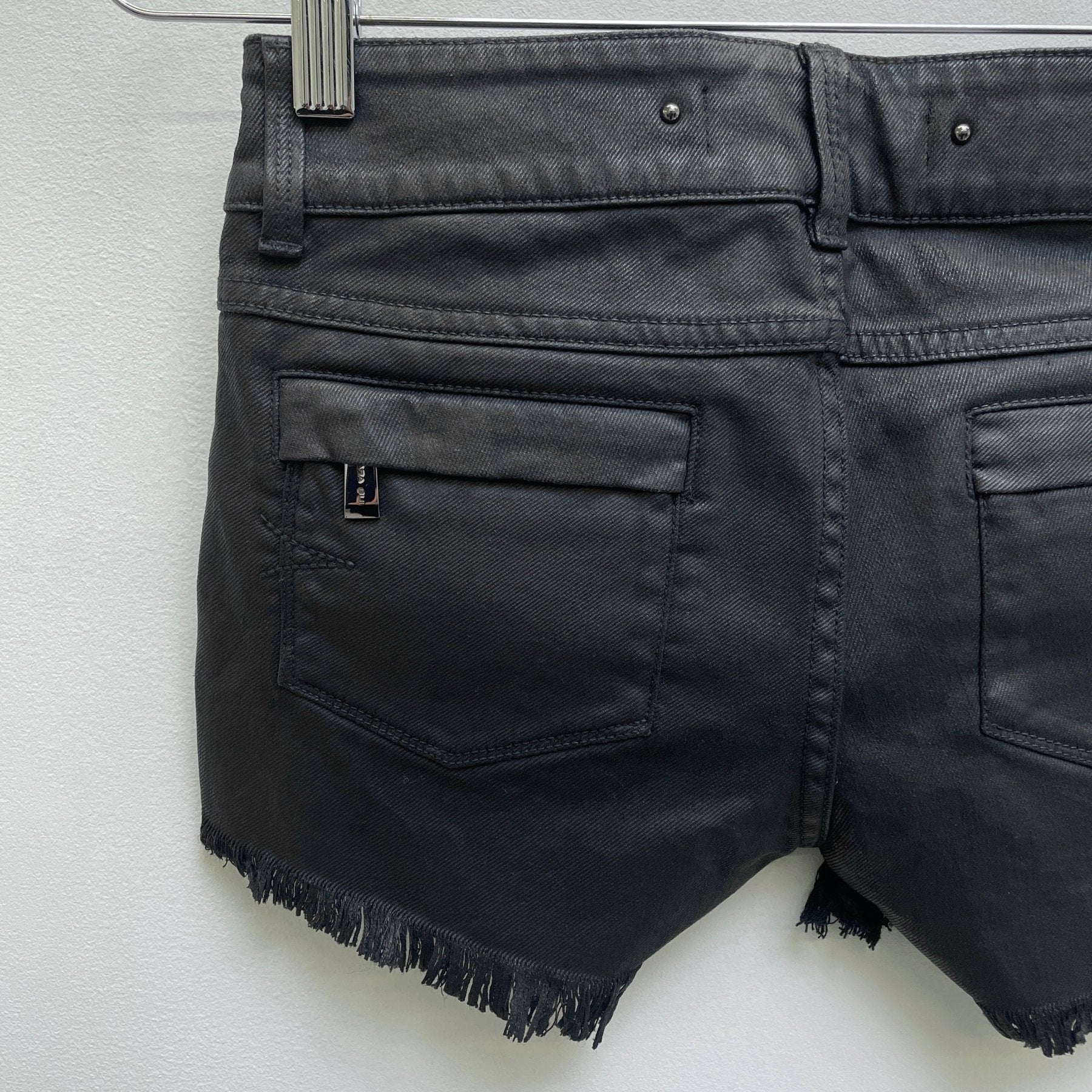 Barbara Bui Waxed Denim Mini Shorts - Image 6