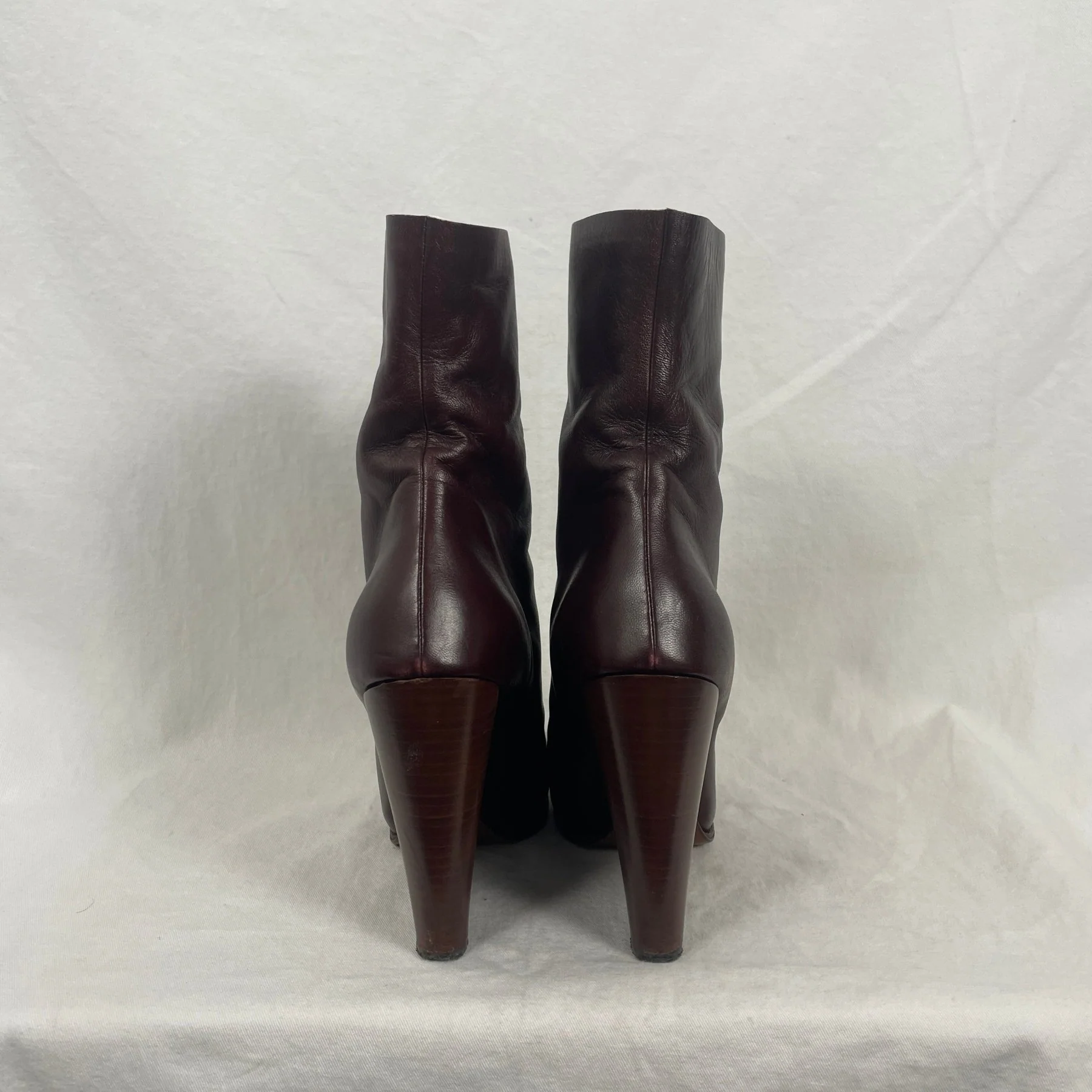 Celine By Phoebe Philo Zip Up Heeled Boots Burgundy - Image 4