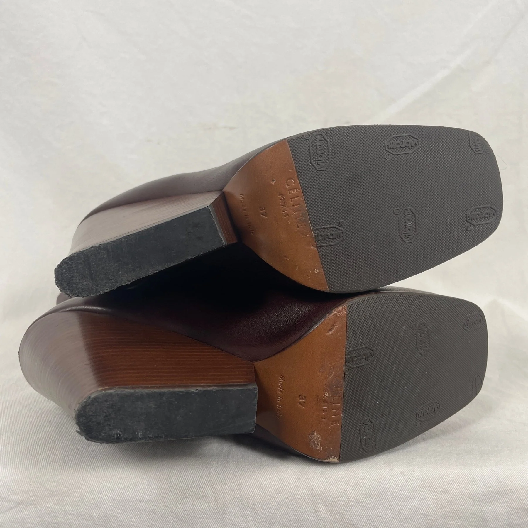 Celine By Phoebe Philo Zip Up Heeled Boots Burgundy - Image 6