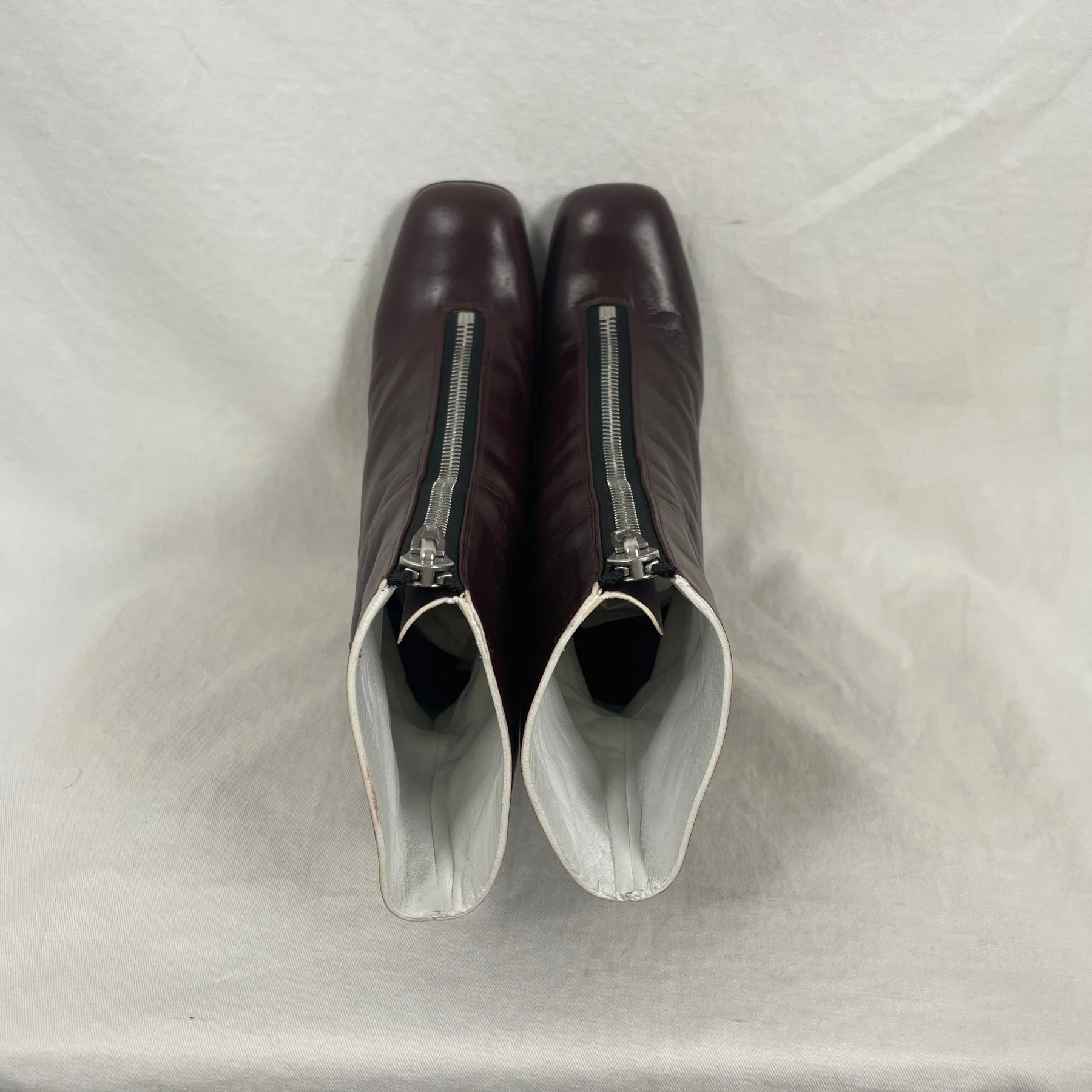 Celine By Phoebe Philo Zip Up Heeled Boots Burgundy - Image 7