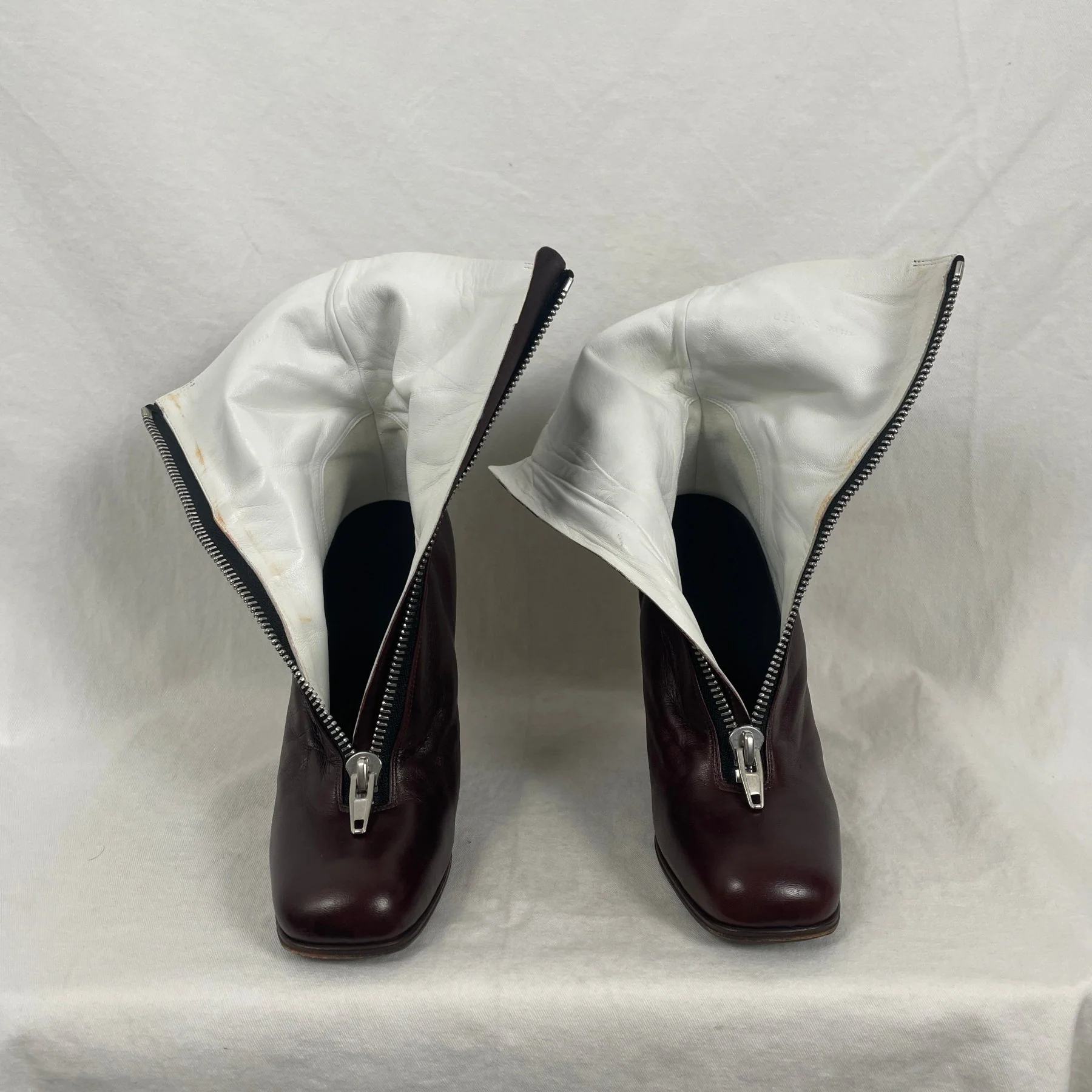 Celine By Phoebe Philo Zip Up Heeled Boots Burgundy - Image 8