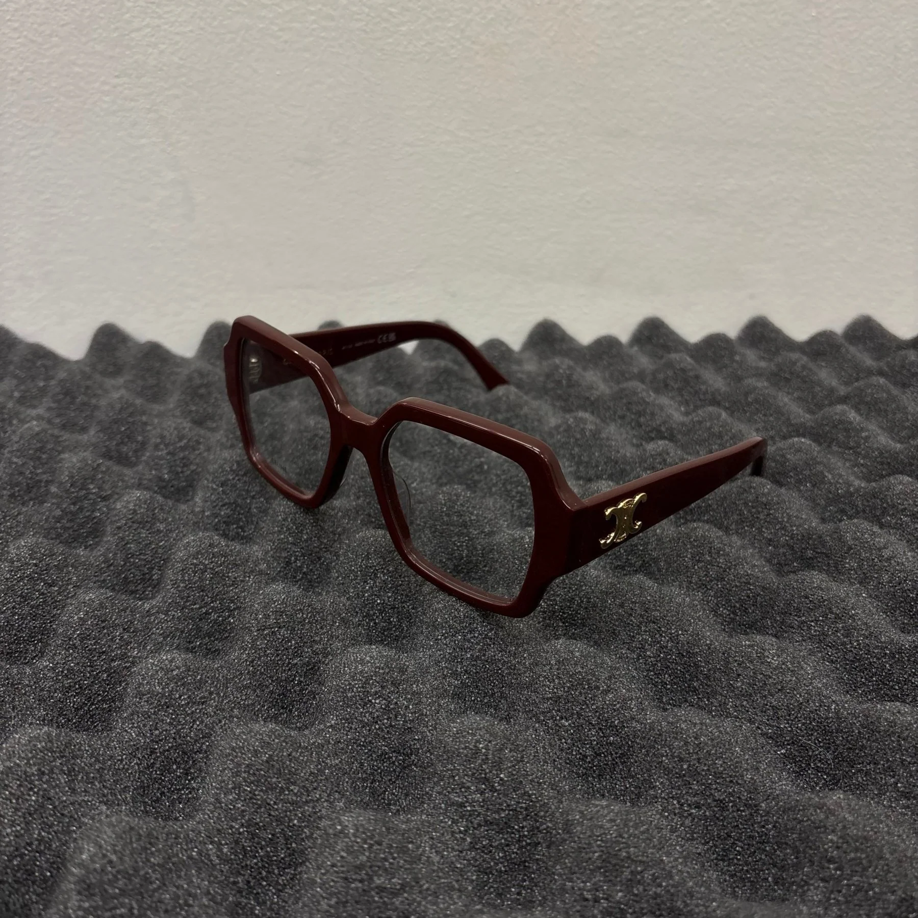Celine Maroon Oversized Square Optical Glasses - Image 3
