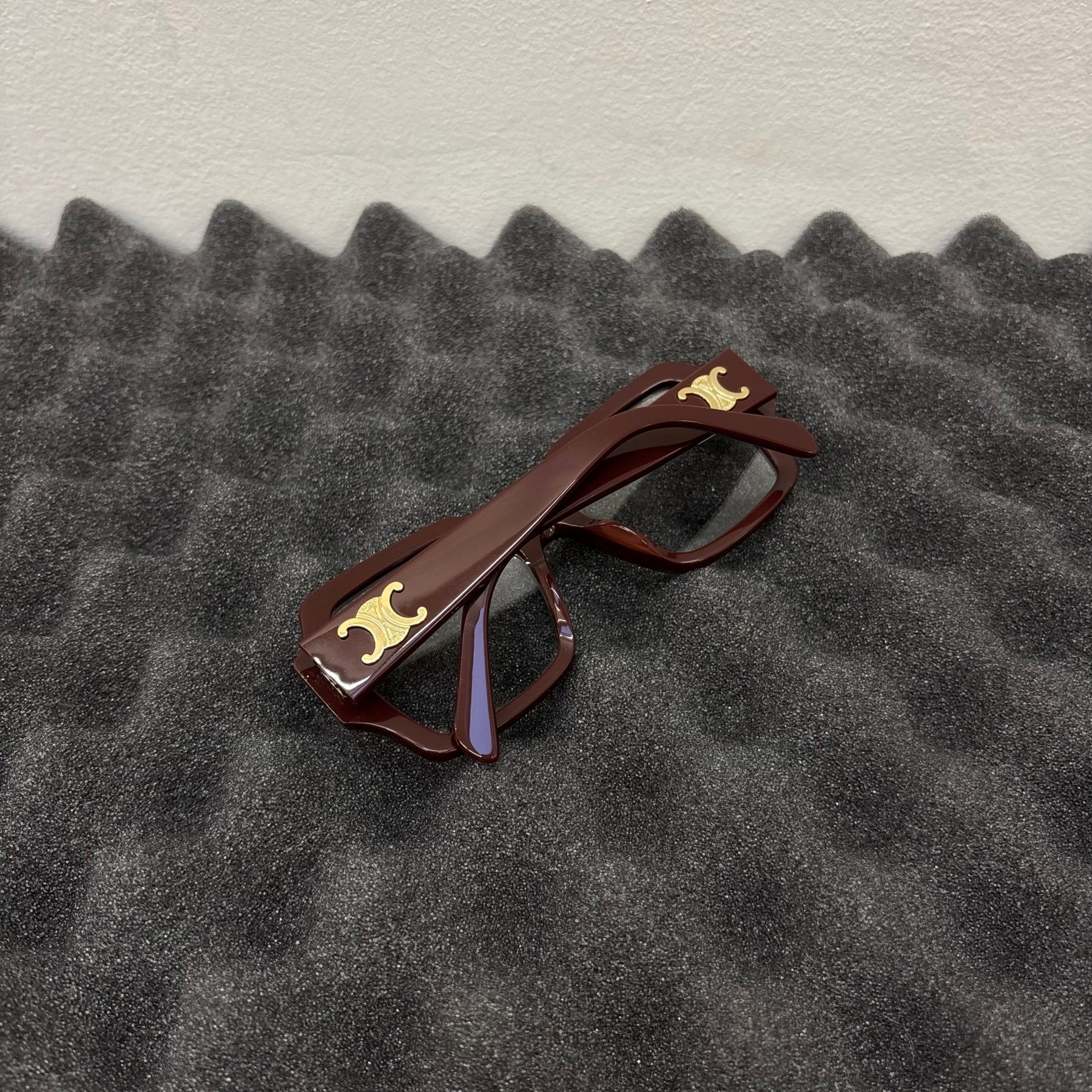 Celine Maroon Oversized Square Optical Glasses - Image 8