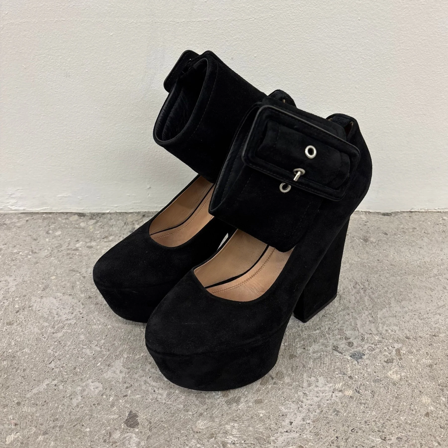 SS12 Celine Pheobe Philo Suede Buckle Platform Heels - Image 2