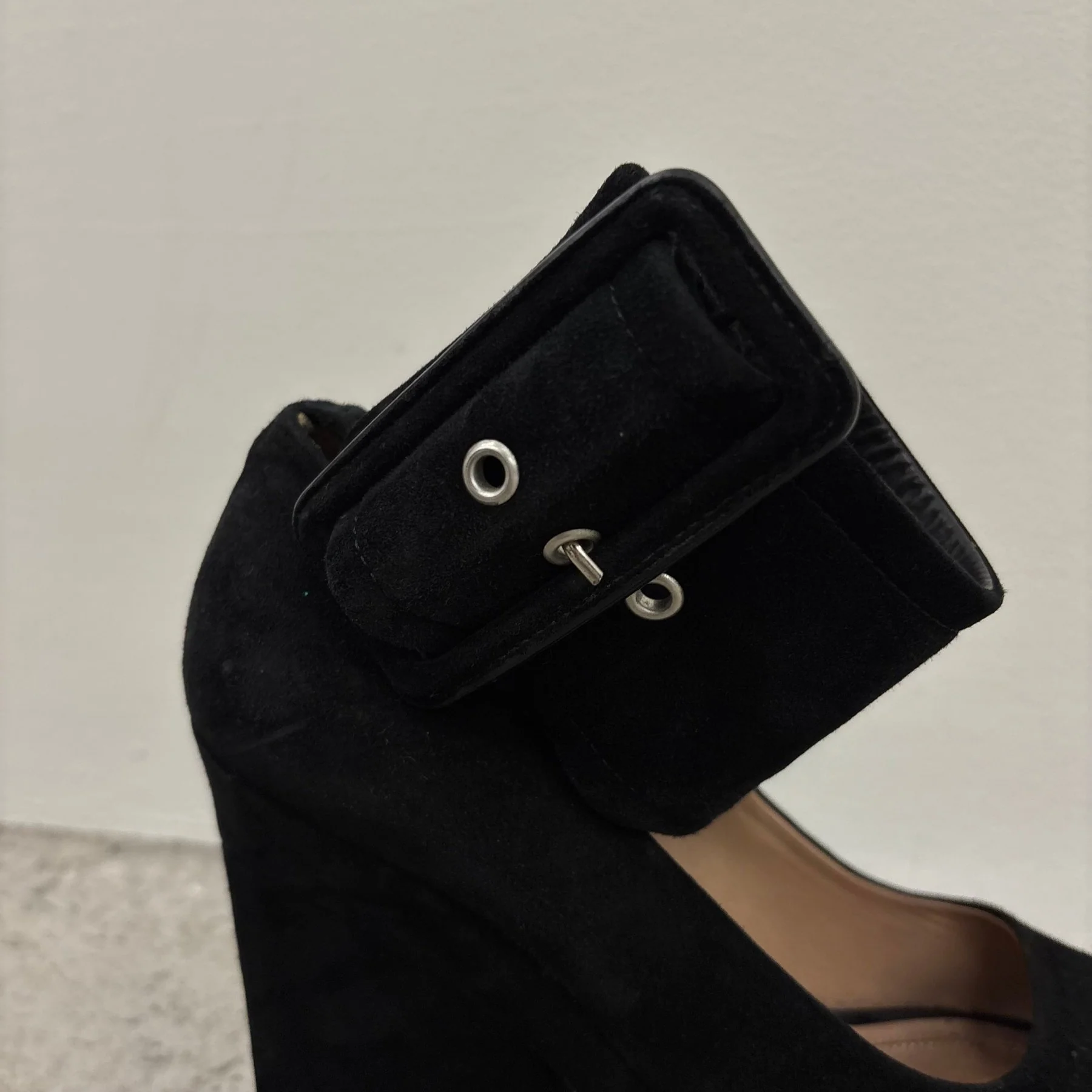 SS12 Celine Pheobe Philo Suede Buckle Platform Heels - Image 3