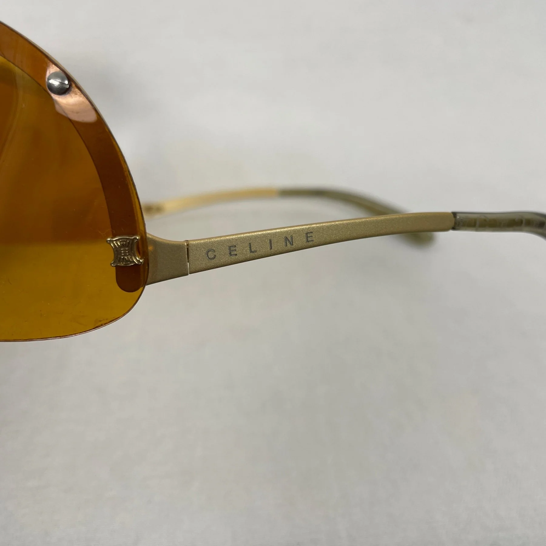 Celine Studded Aviator Sunglasses Yellow Tint - Image 9