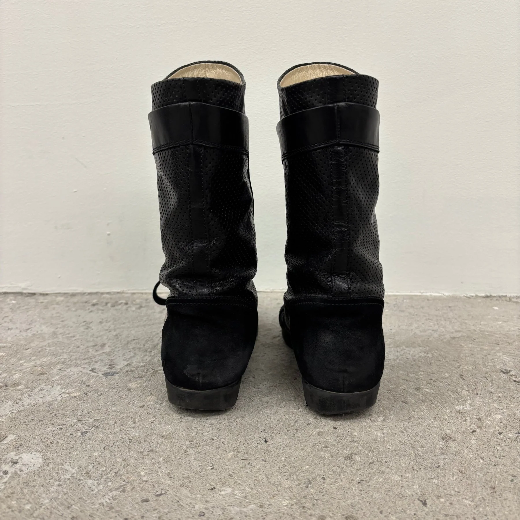 Chanel Perforated Leather Mid Length Sneakers - Image 4