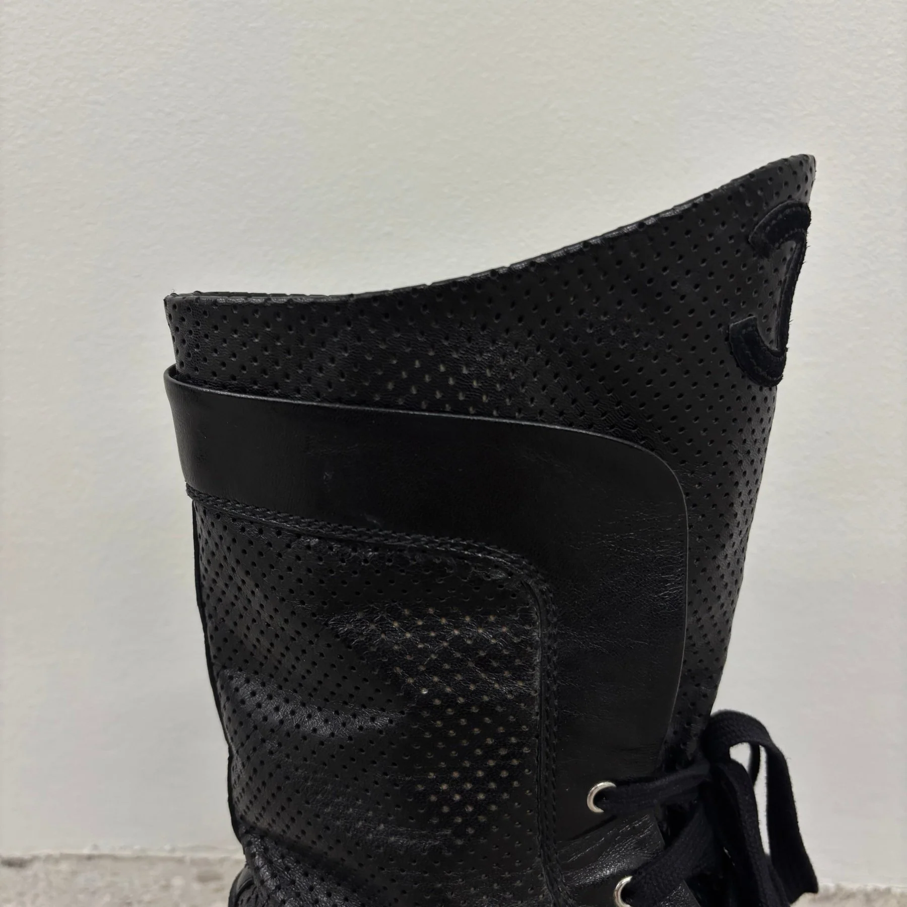 Chanel Perforated Leather Mid Length Sneakers - Image 6