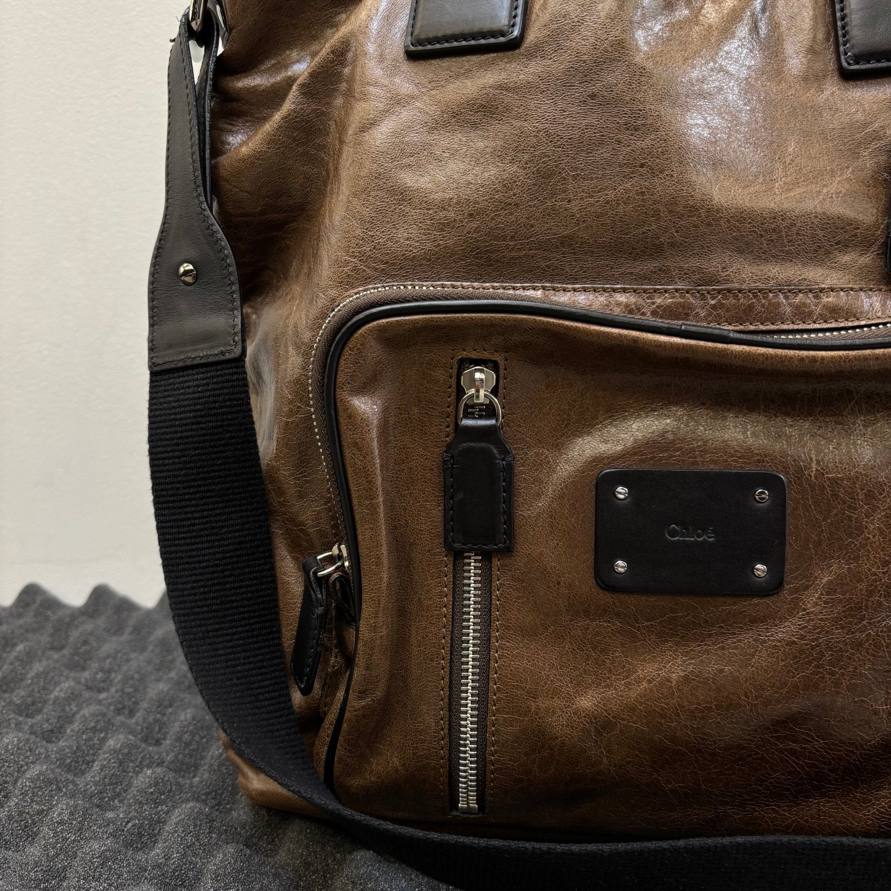 00s Chloé Leather Messenger Tote Shoulder Bag - Image 4