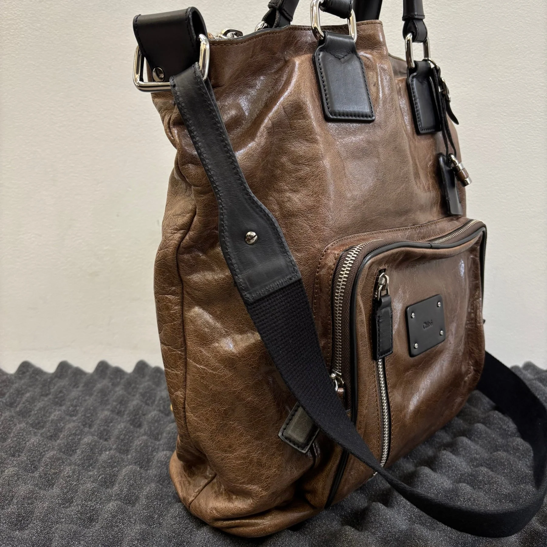 00s Chloé Leather Messenger Tote Shoulder Bag - Image 8