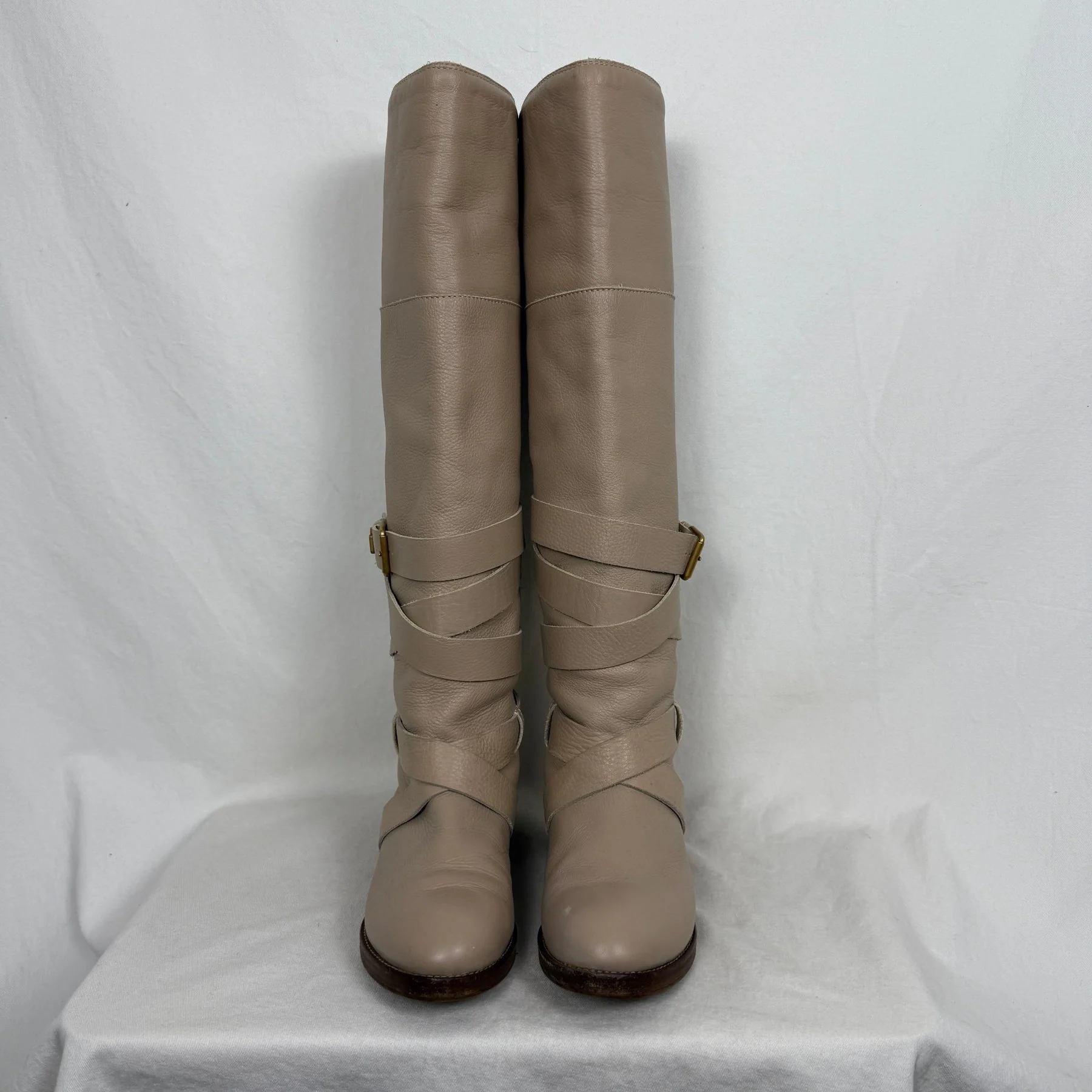 Chloe by Phoebe Philo Knee High Lined Riding Boots (Beige) - Image 3