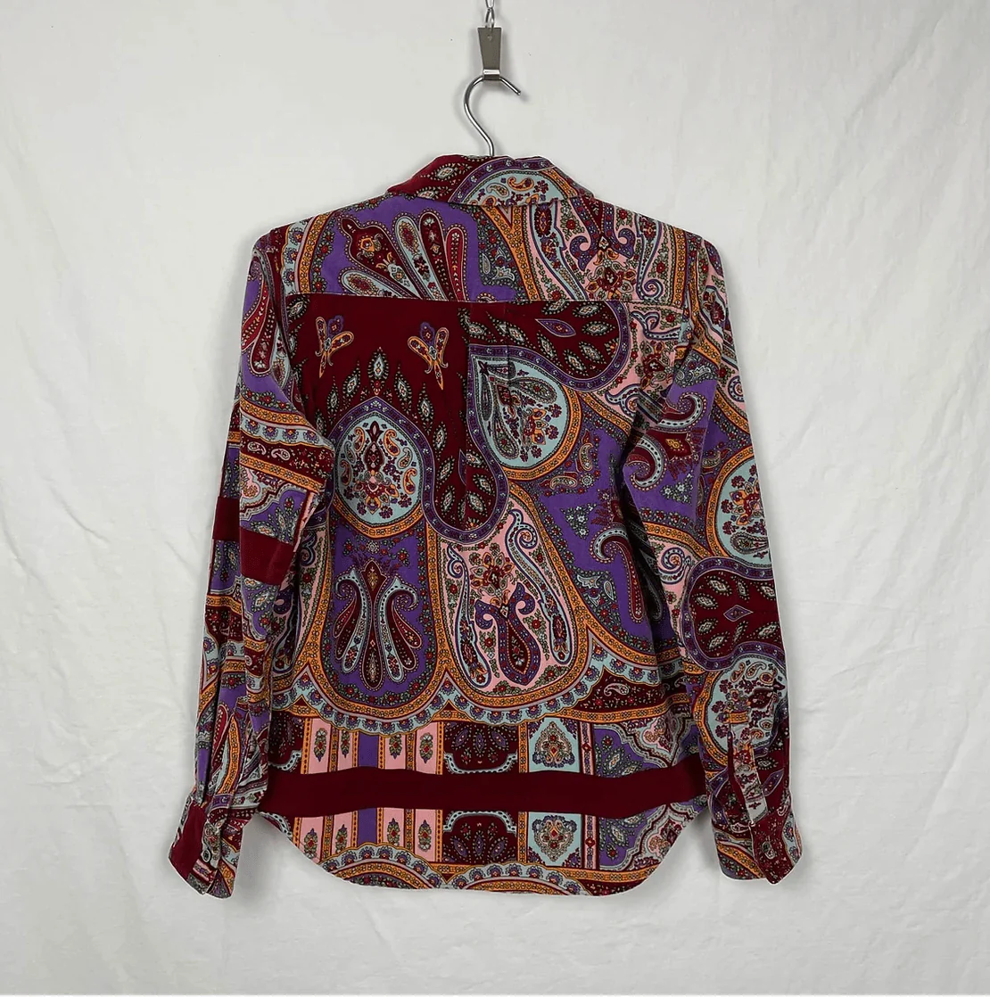 Comme des Garçons Paisley Print Velour Button Up Shirt - Image 2