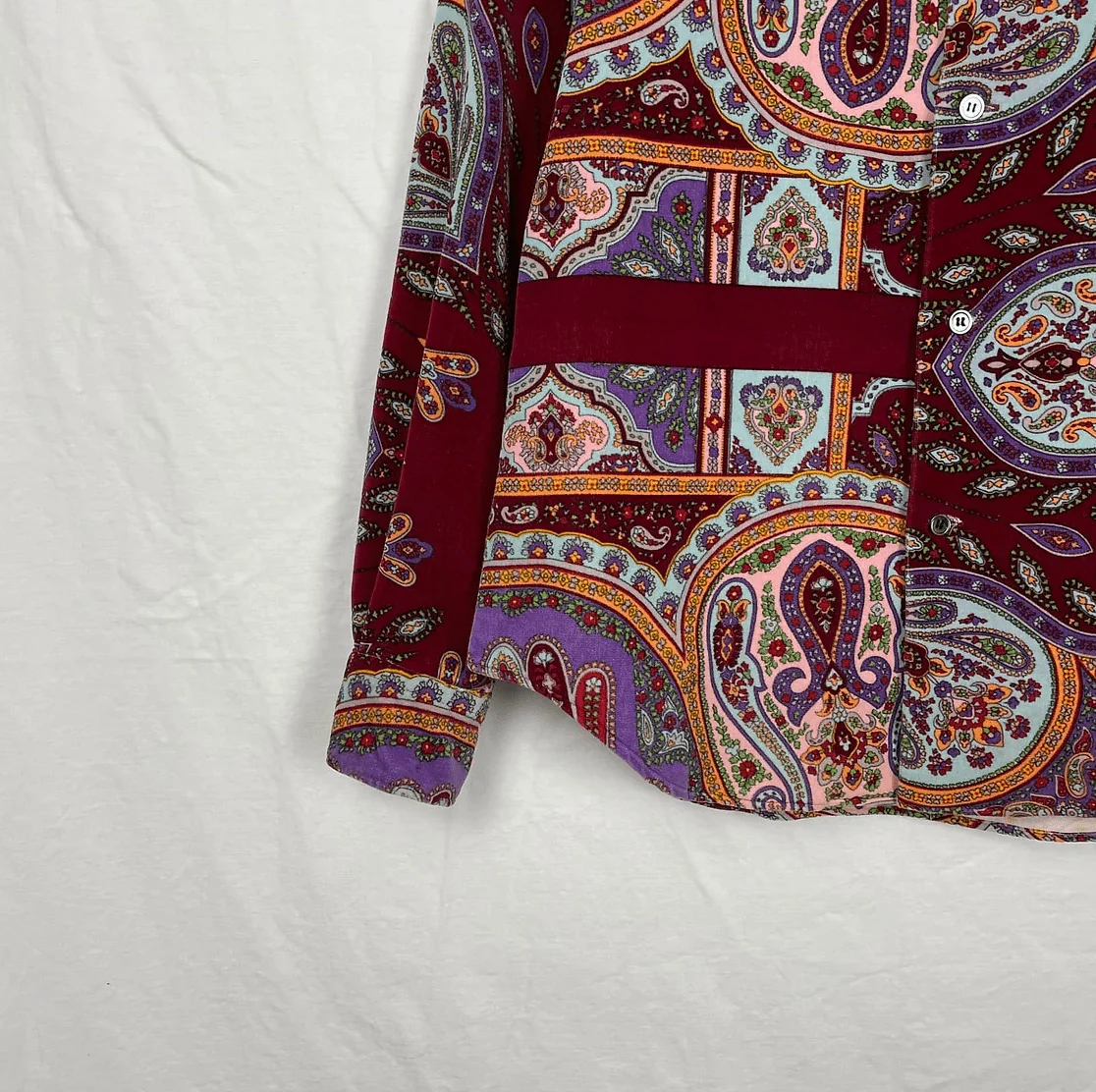 Comme des Garçons Paisley Print Velour Button Up Shirt - Image 3