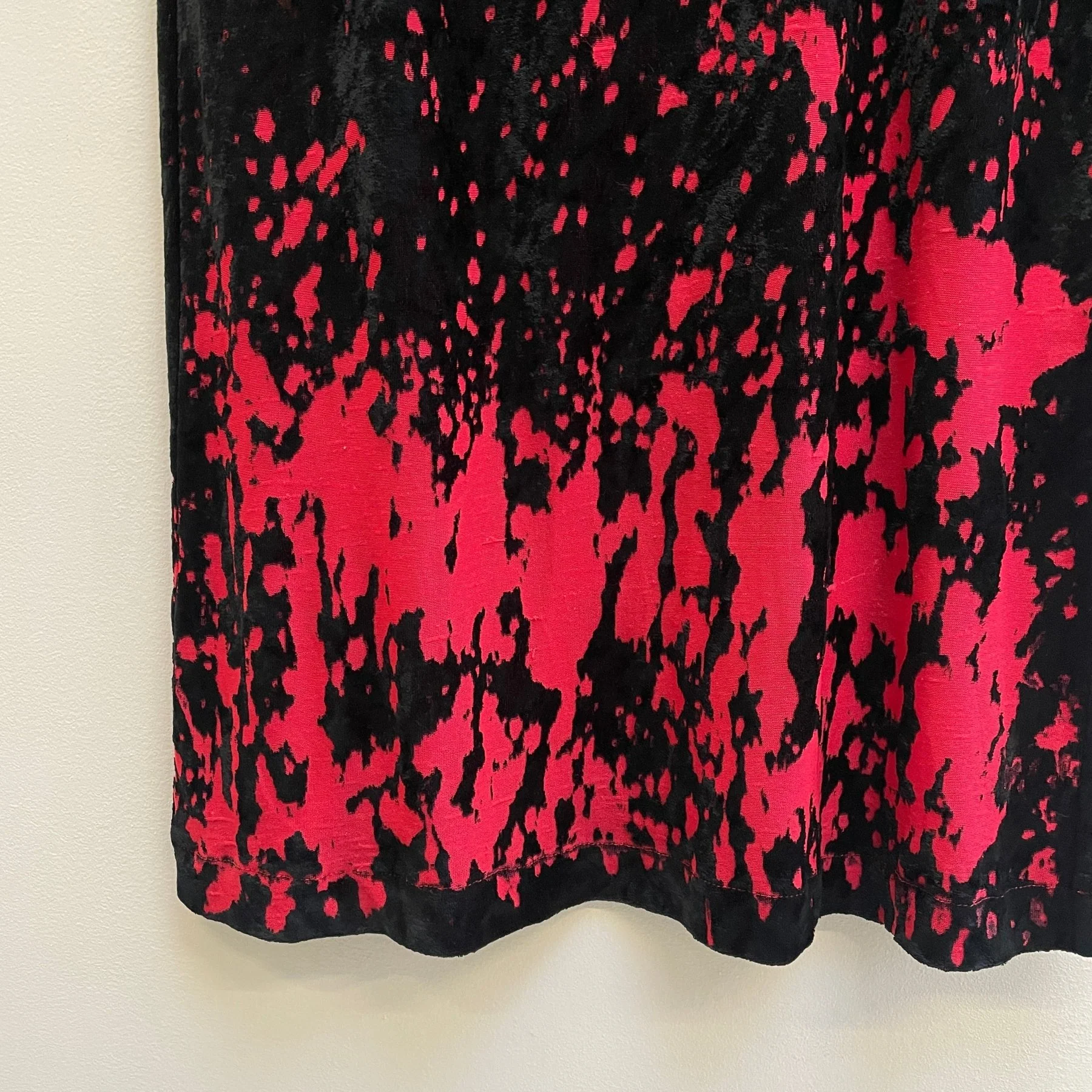 90s Comme Des Garçons Tricot Velvet Red Detail Dress - Image 5