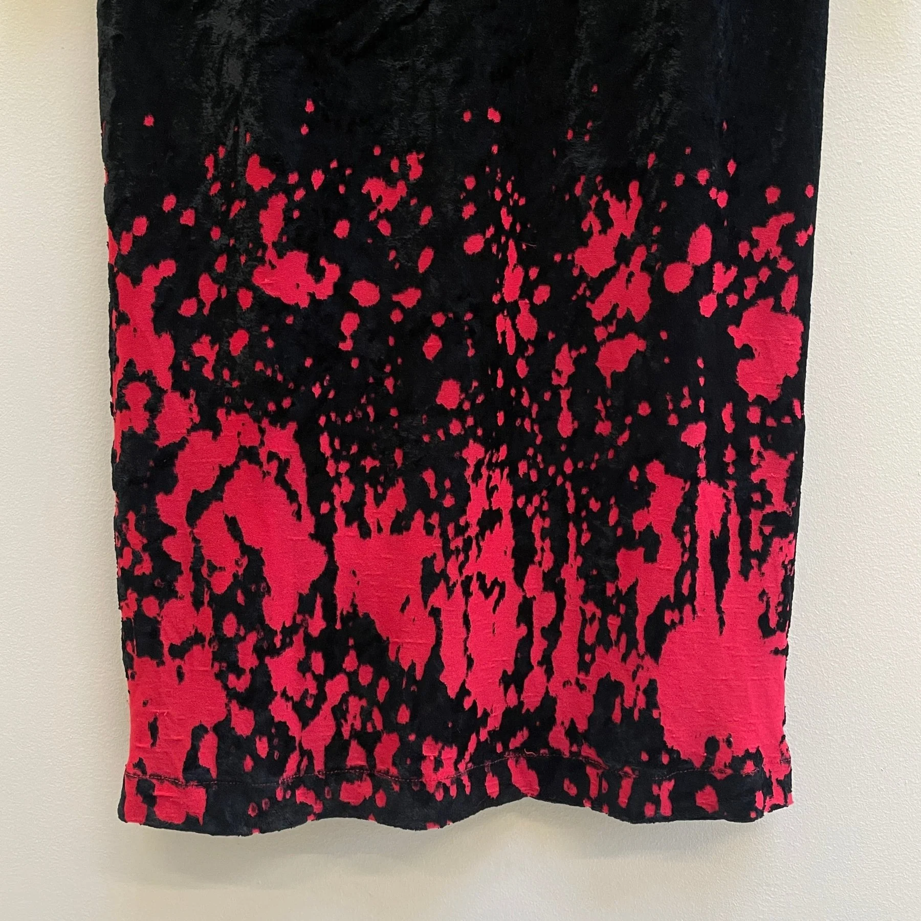 90s Comme Des Garçons Tricot Velvet Red Detail Dress - Image 7