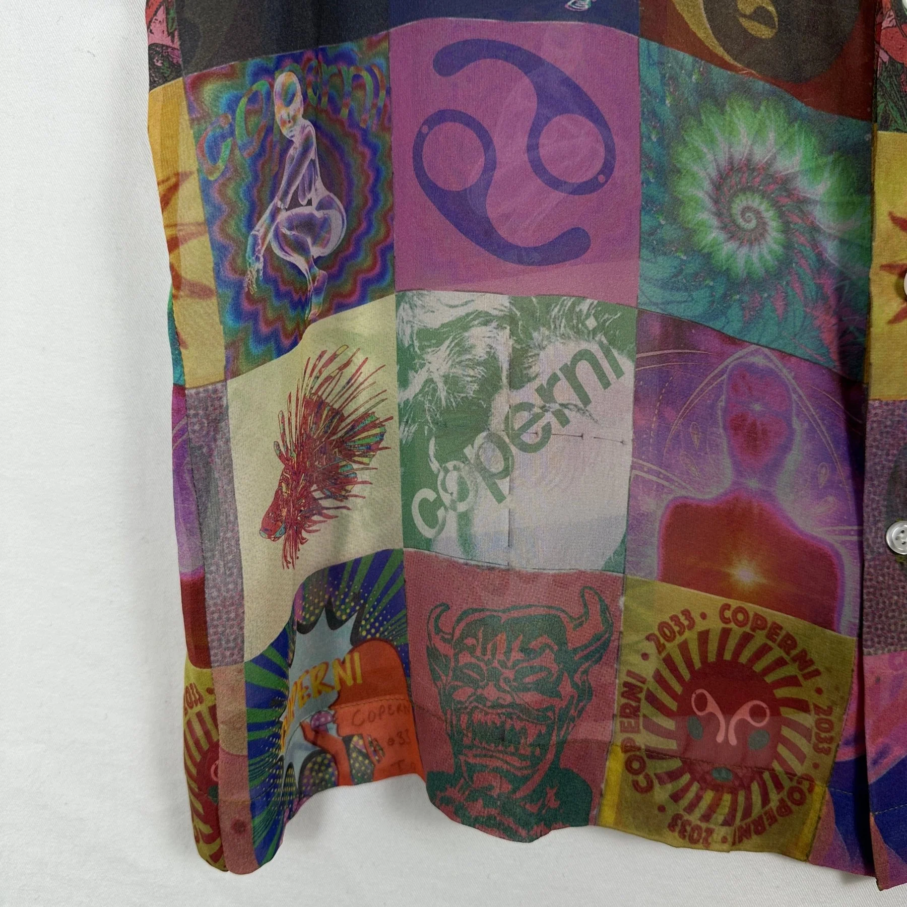 Coperni Sheer Silk Printed Button-Up Shirt - Image 3