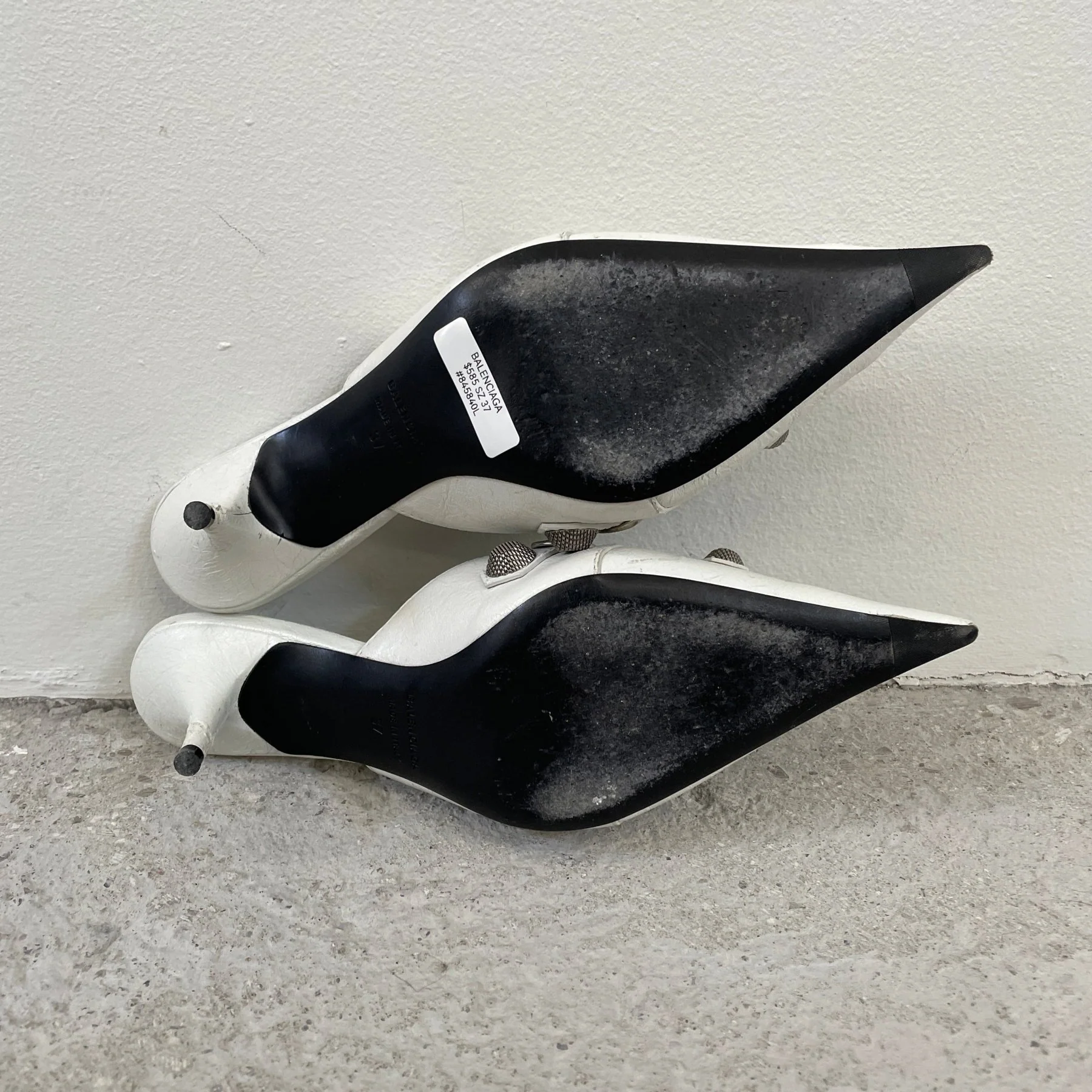 Balenciaga Cagole White Leather Kitten Heels - Image 7