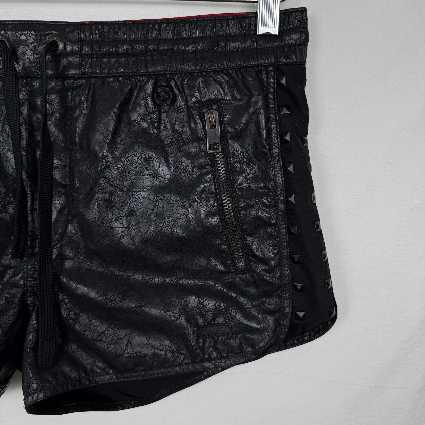 Diesel Pleather Mini Studded Swim Shorts - Image 4