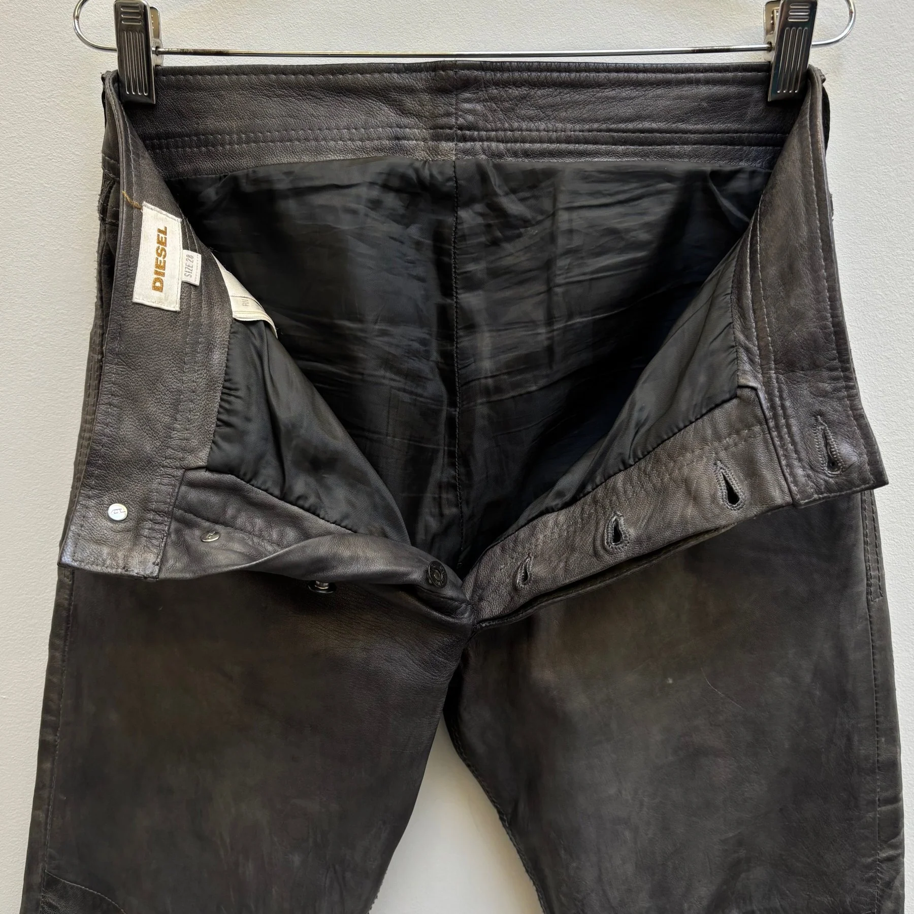 Diesel Sea Green Perforated Lambskin Jeans - Image 14