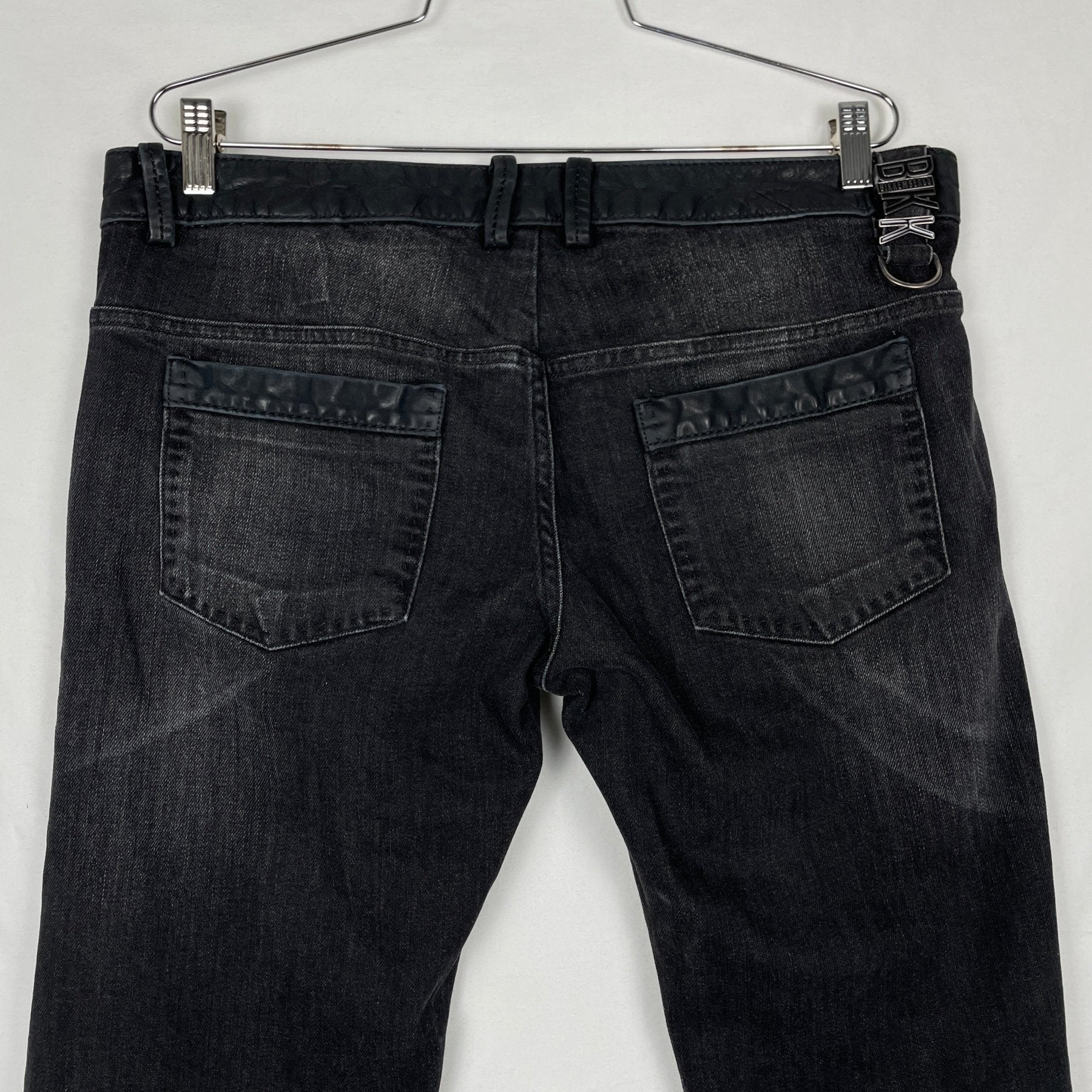 00s Dirk Bikkembergs Leather Waist Slim Fit Jeans - Image 5
