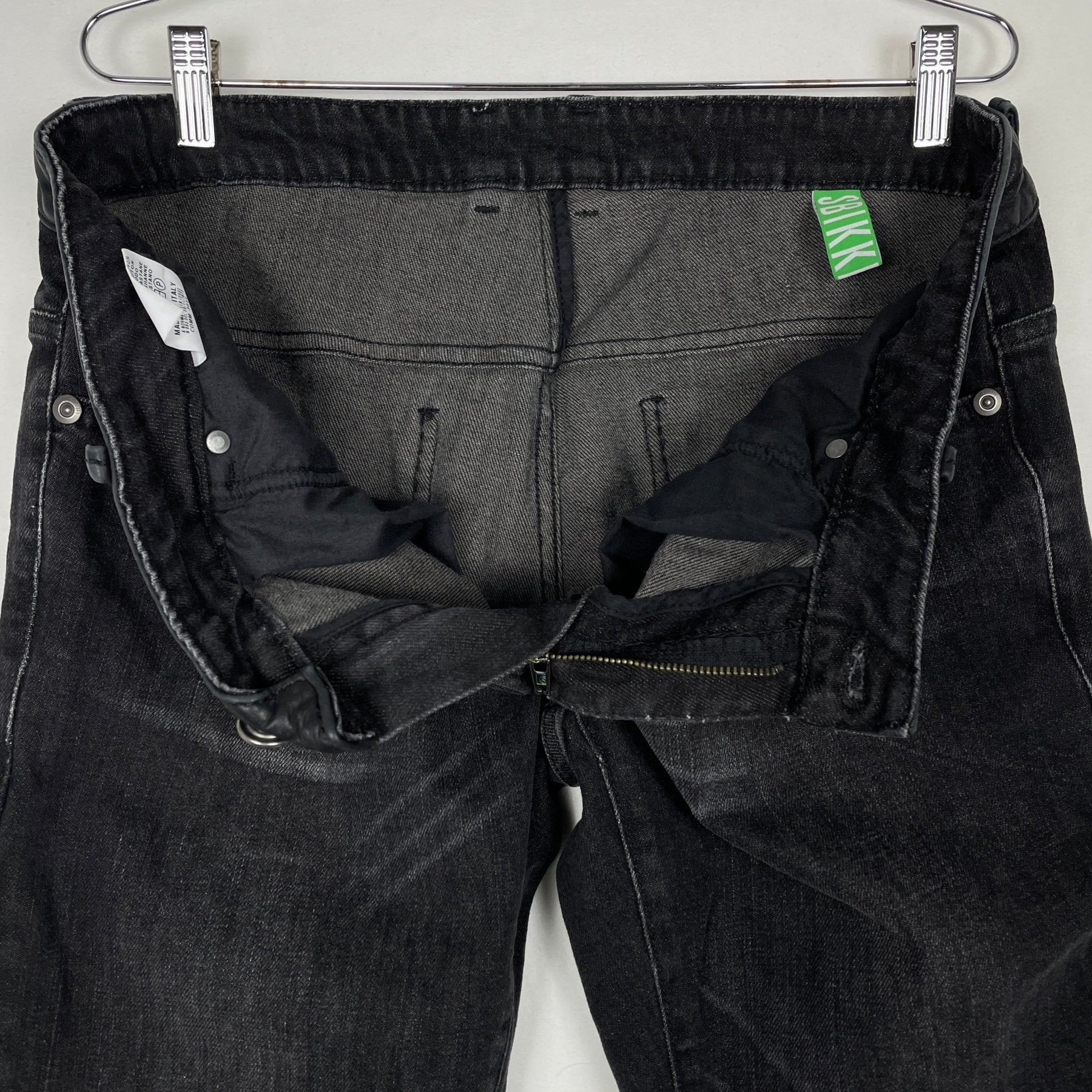 00s Dirk Bikkembergs Leather Waist Slim Fit Jeans - Image 7
