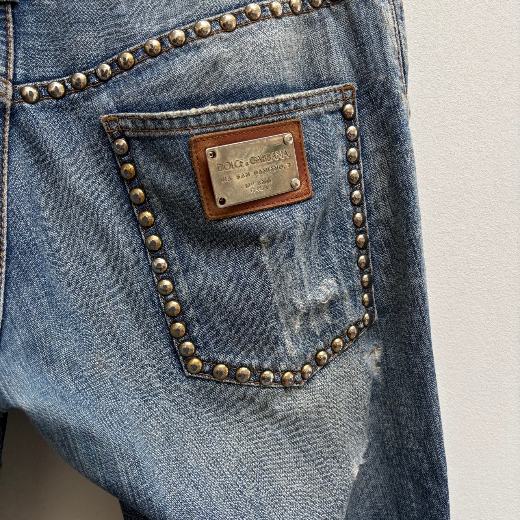 Dolce & Gabbana Studded Distressed Light Wash Jeans - Image 11